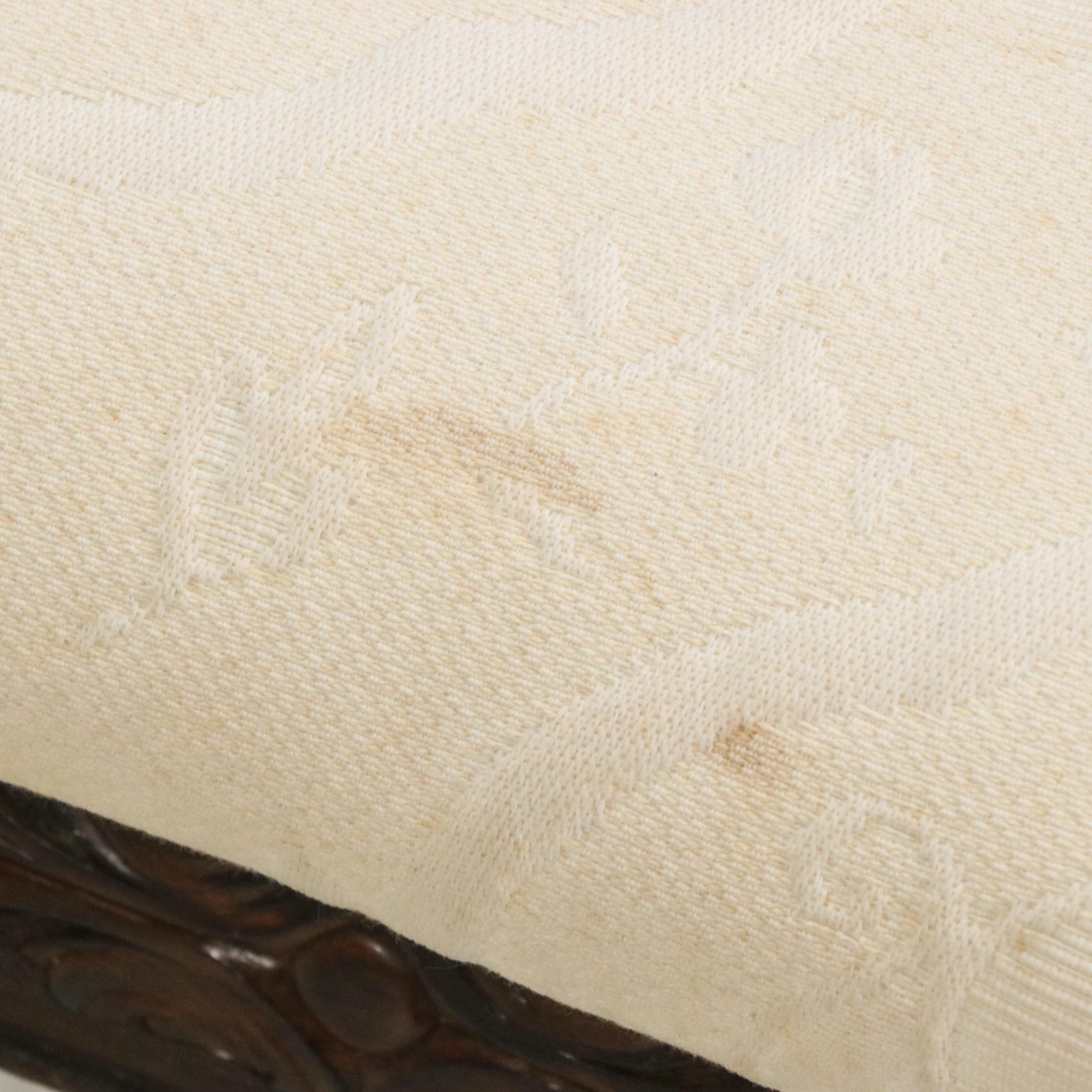 Queen Anne Style Upholstered Wood Bench, 20th Century