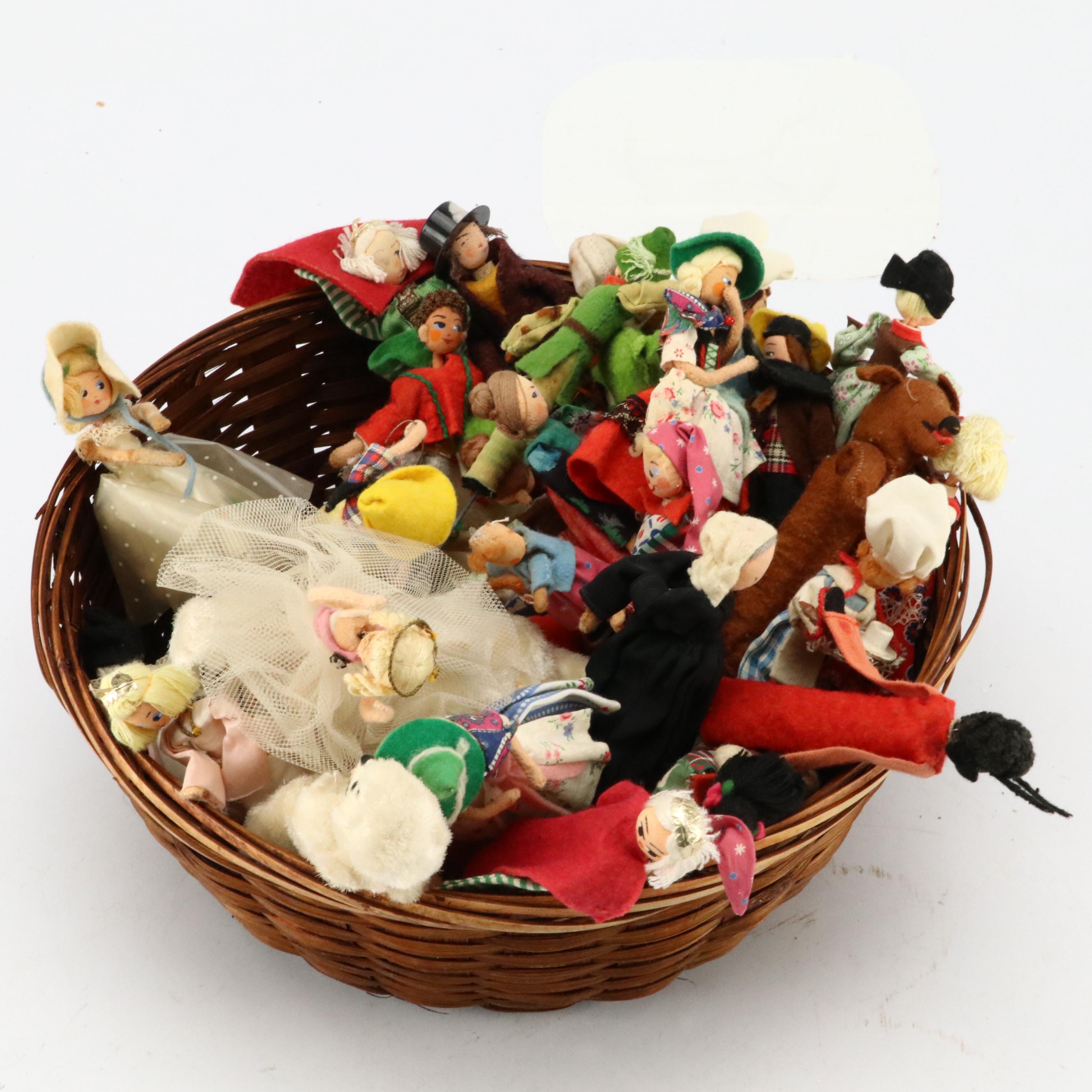 BAPS Fabric Doll Puppets with Woven Round Basket