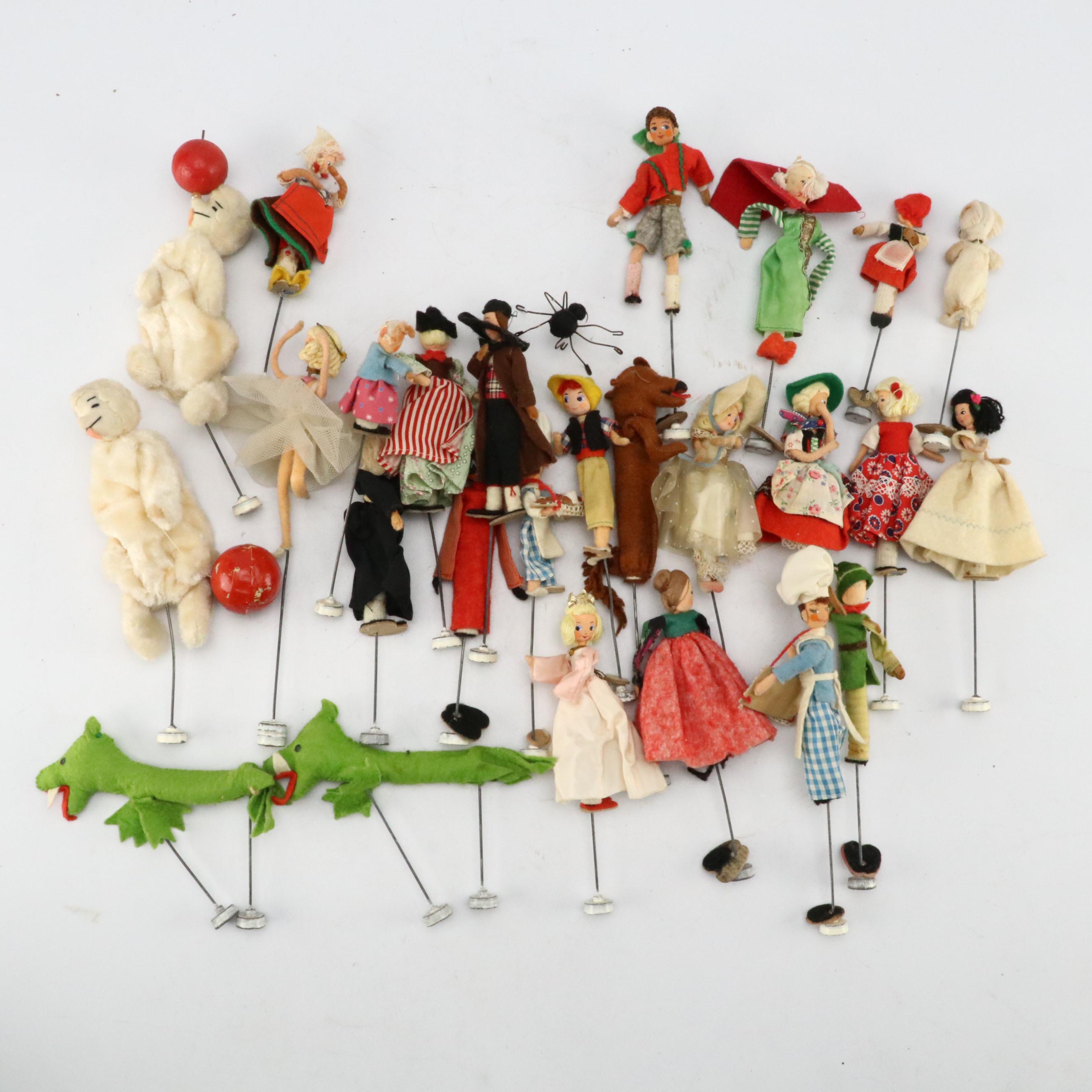 BAPS Fabric Doll Puppets with Woven Round Basket