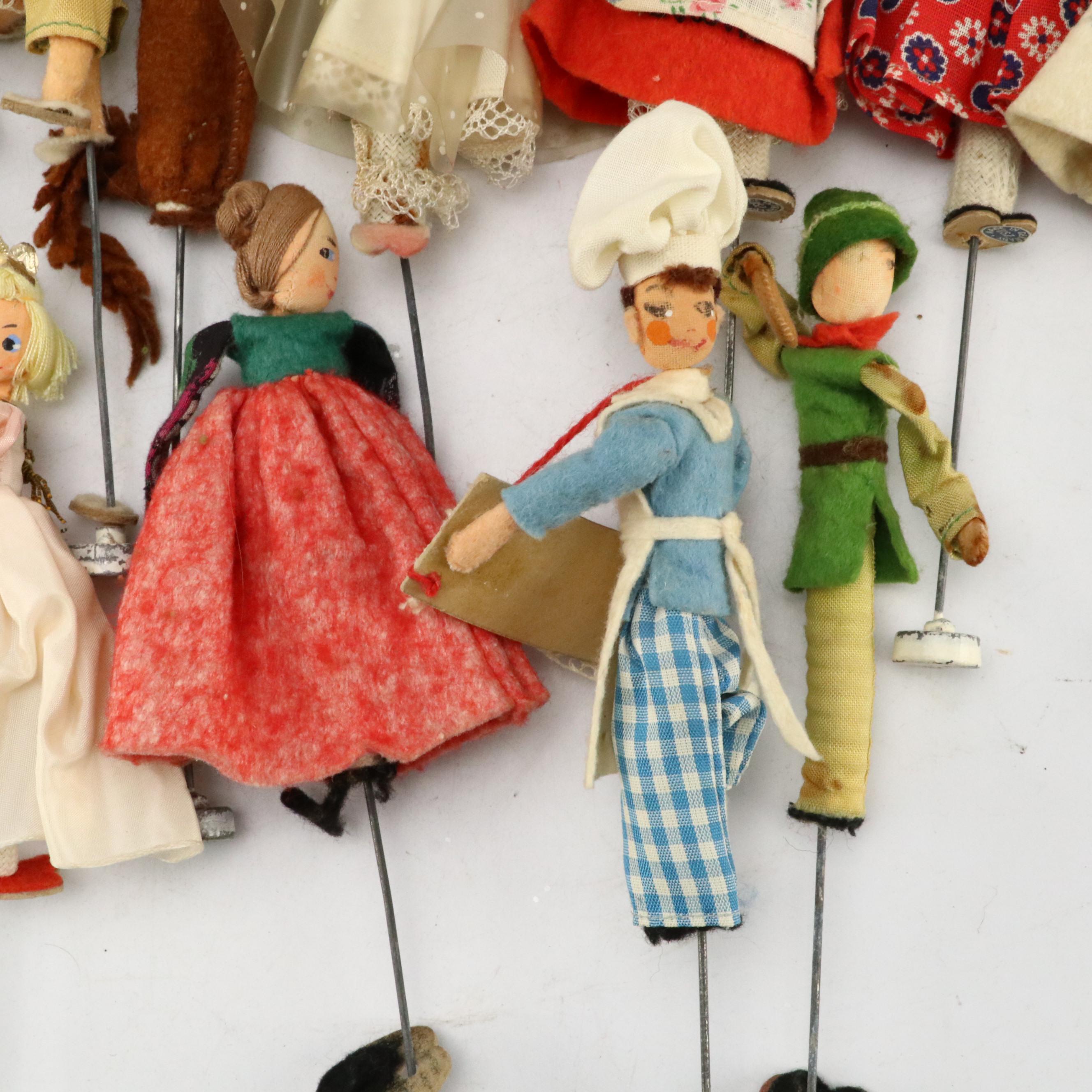 BAPS Fabric Doll Puppets with Woven Round Basket