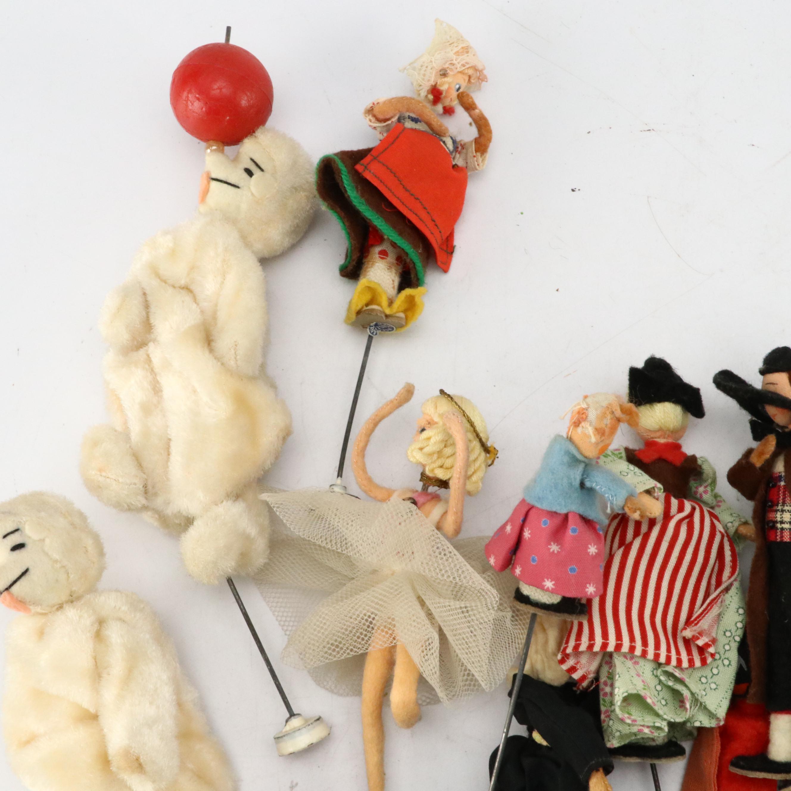 BAPS Fabric Doll Puppets with Woven Round Basket