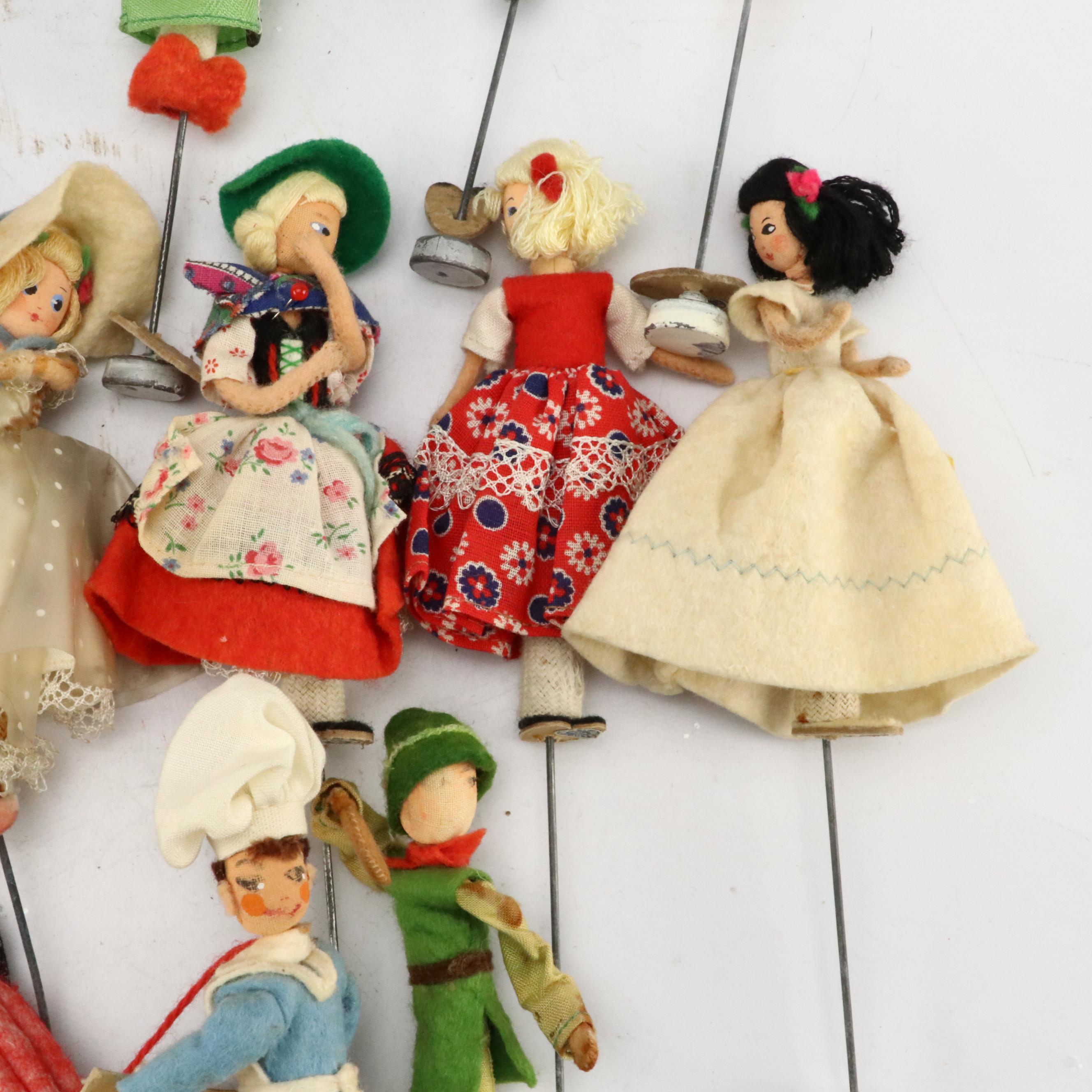 BAPS Fabric Doll Puppets with Woven Round Basket