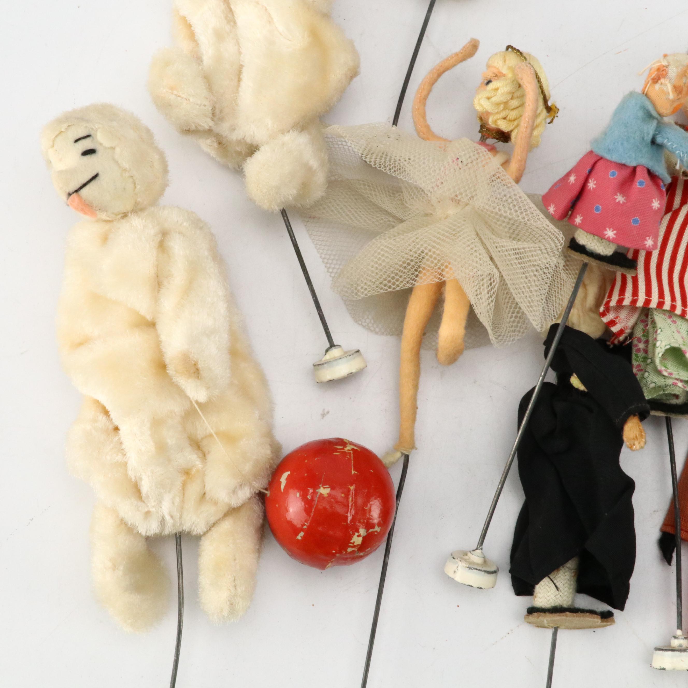 BAPS Fabric Doll Puppets with Woven Round Basket