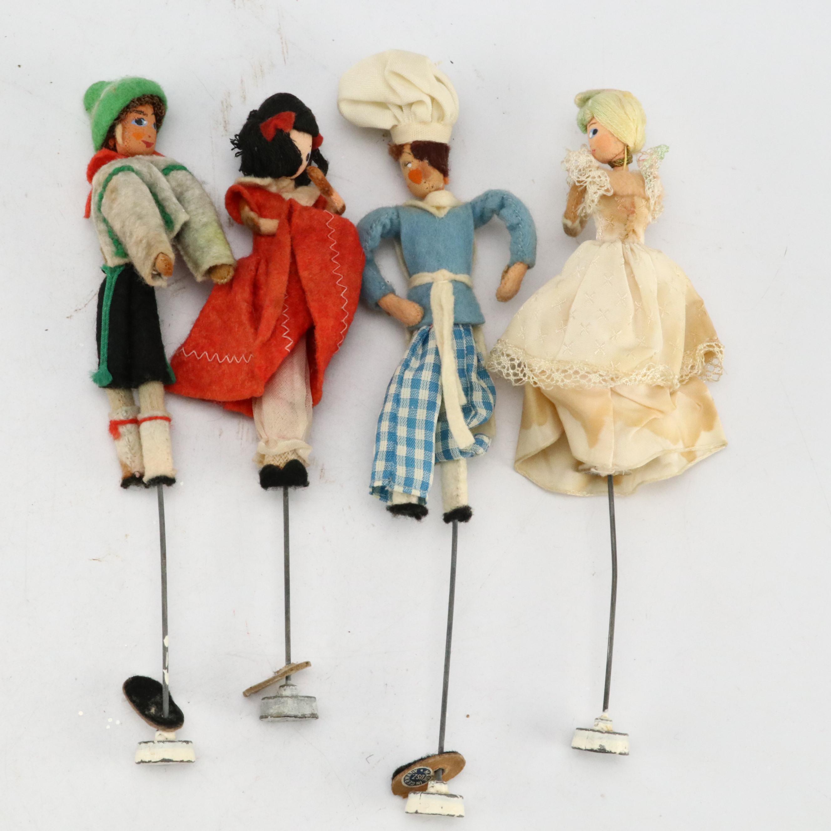 BAPS Fabric Doll Puppets with Woven Round Basket