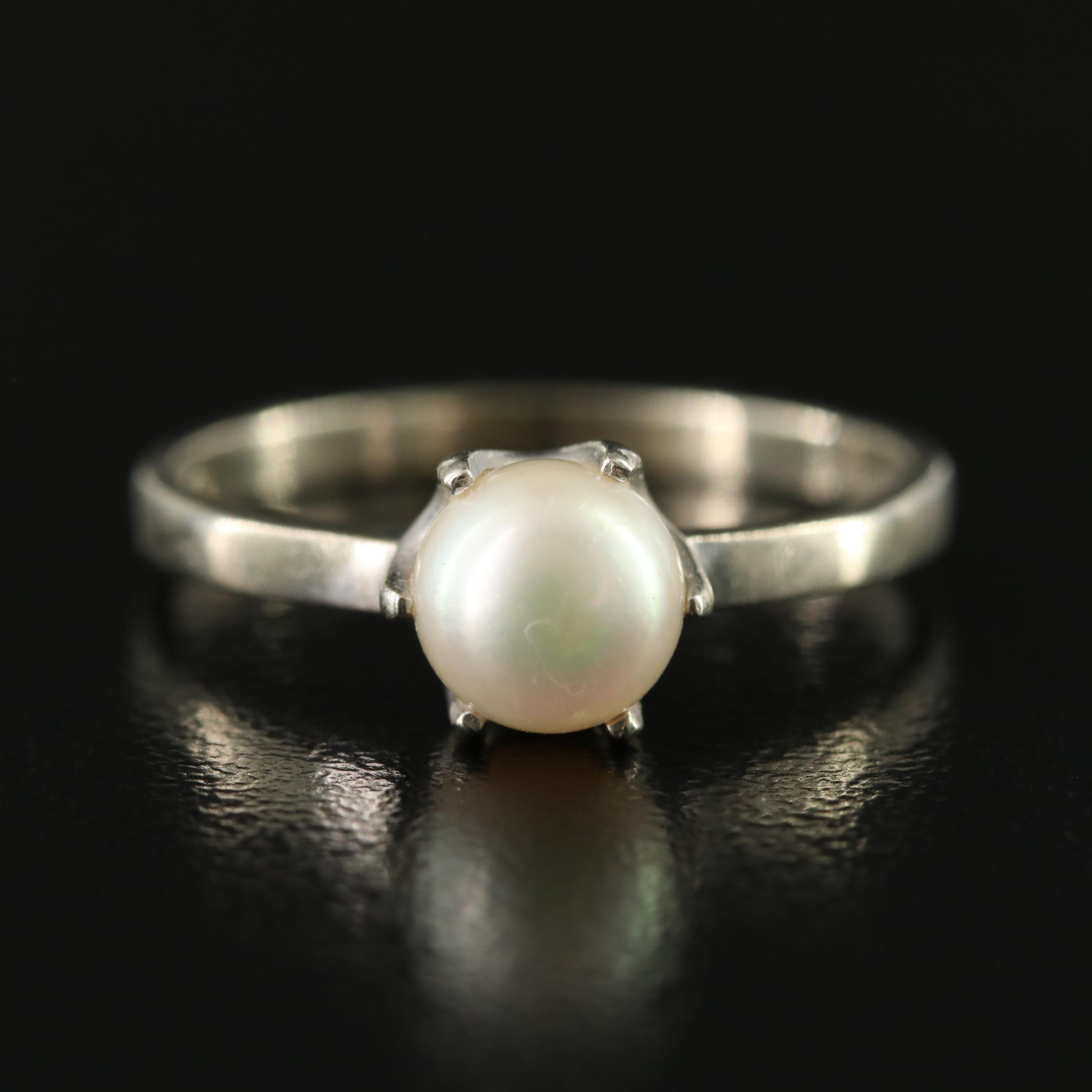 Vintage Trubrite 10K Pearl Solitaire Ring