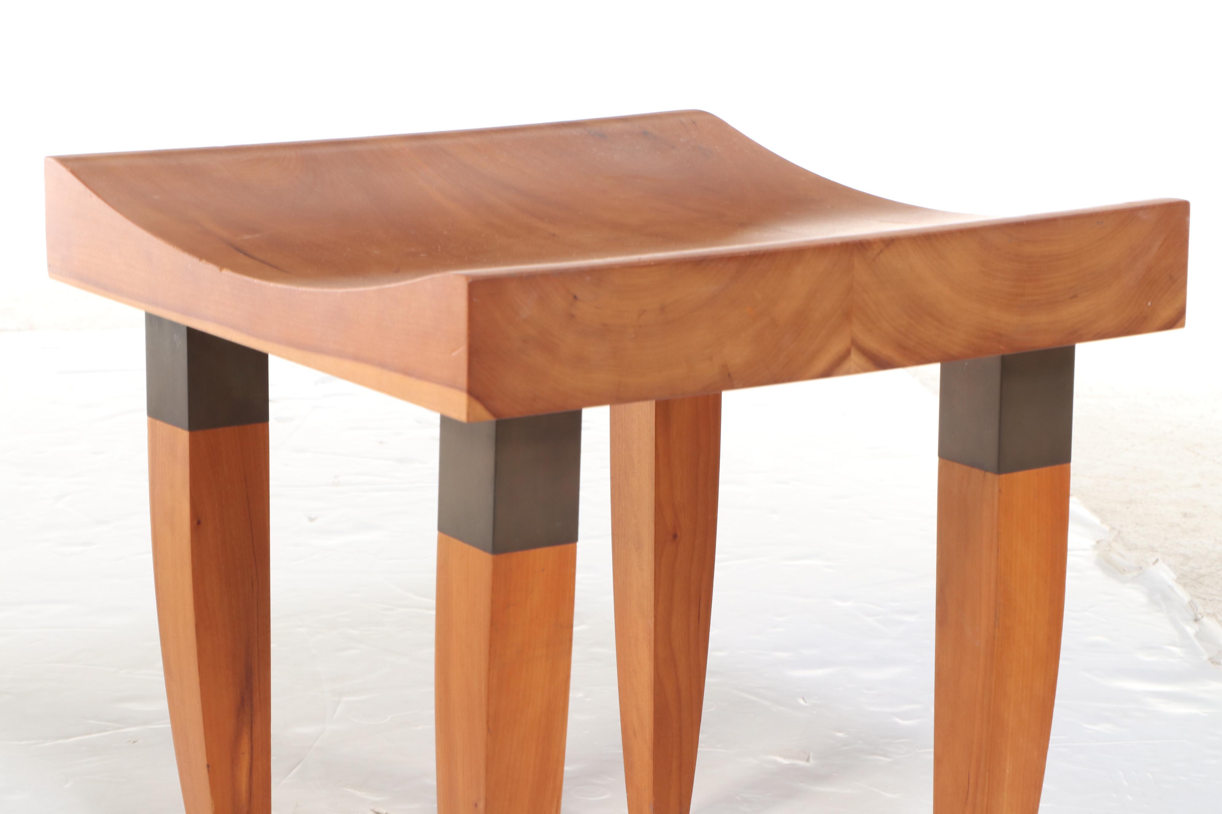 Chris Lehrecke Modernist Style Mahogany and Bronze Stool