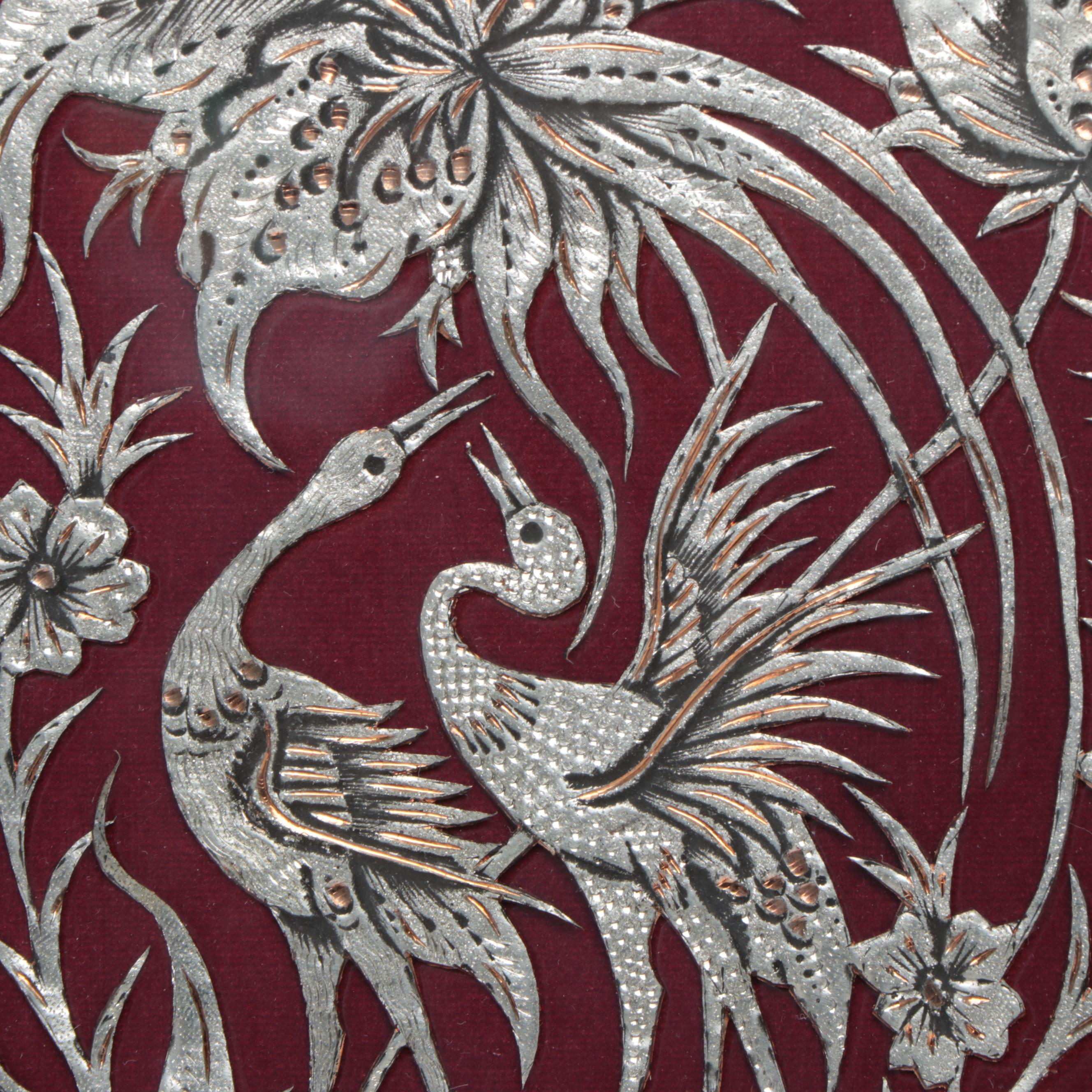 Persian Khatam Kari Textile Art Panels with Indian Marquetry Frames