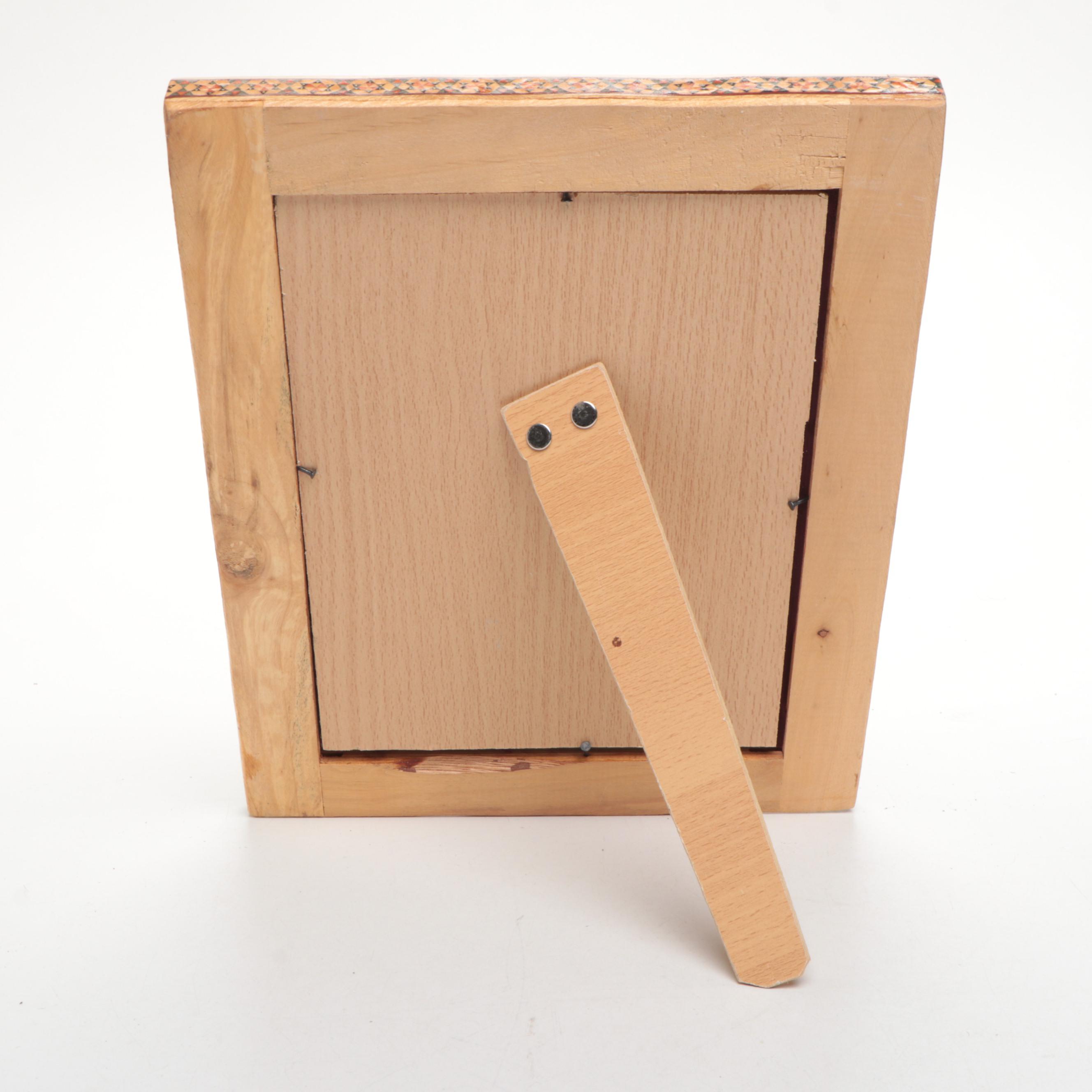 Persian Khatam Kari Textile Art Panels with Indian Marquetry Frames