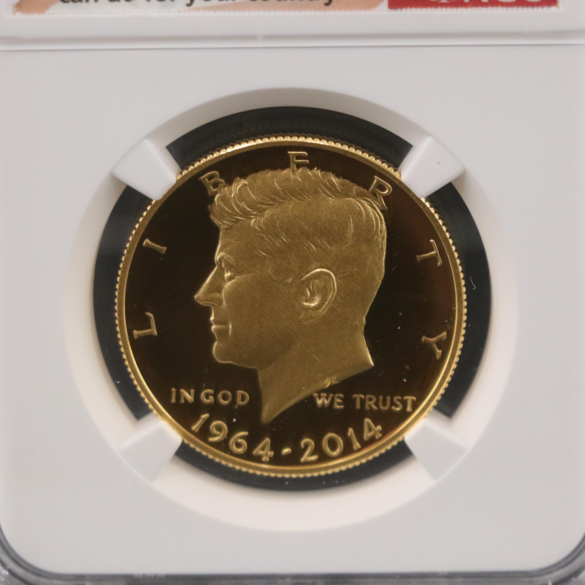 NGC PF70 Ultra Cameo 50th Anniversary Kennedy Ultra Cameo Gold Half Dollar