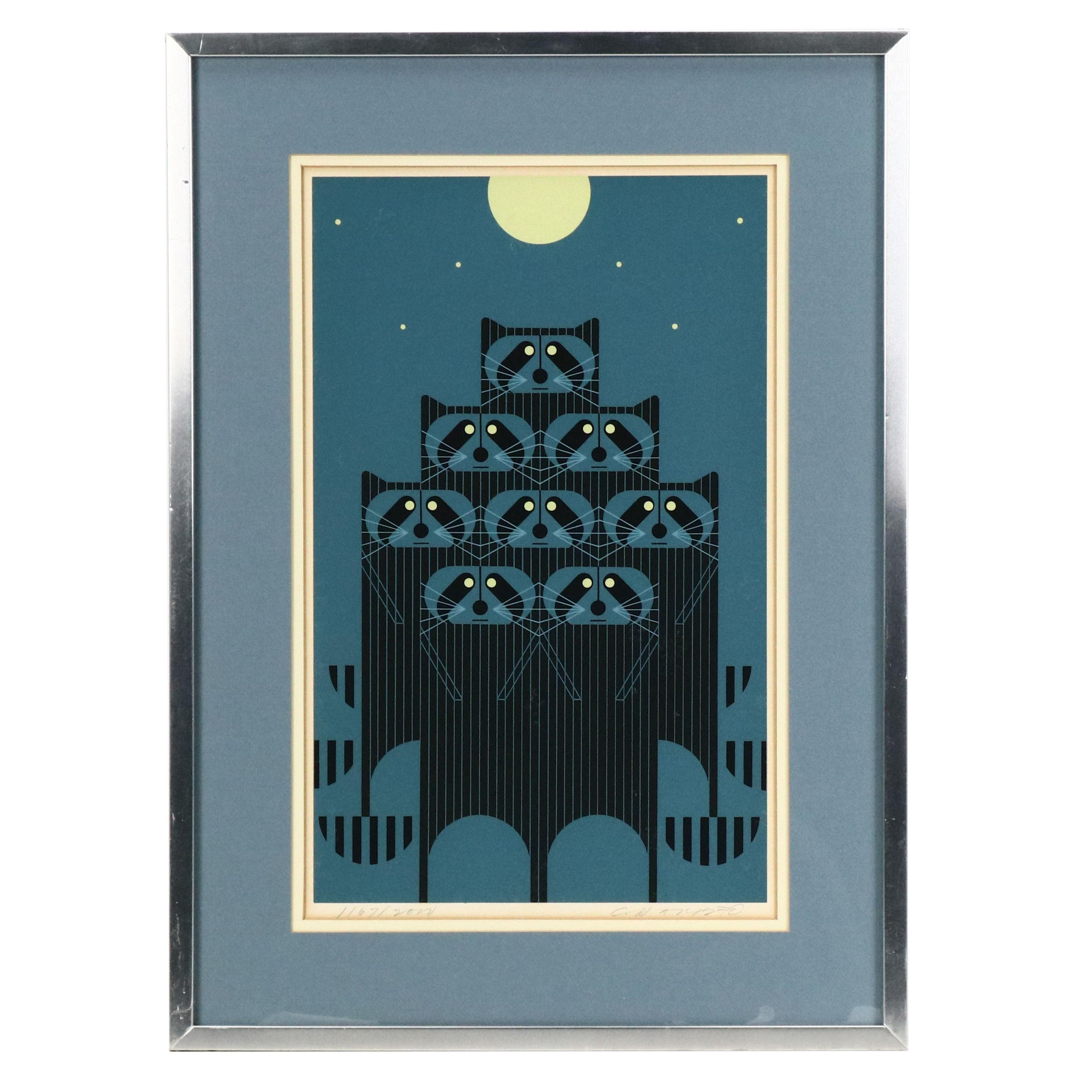 Charley Harper Serigraph "Raccpack," 1975