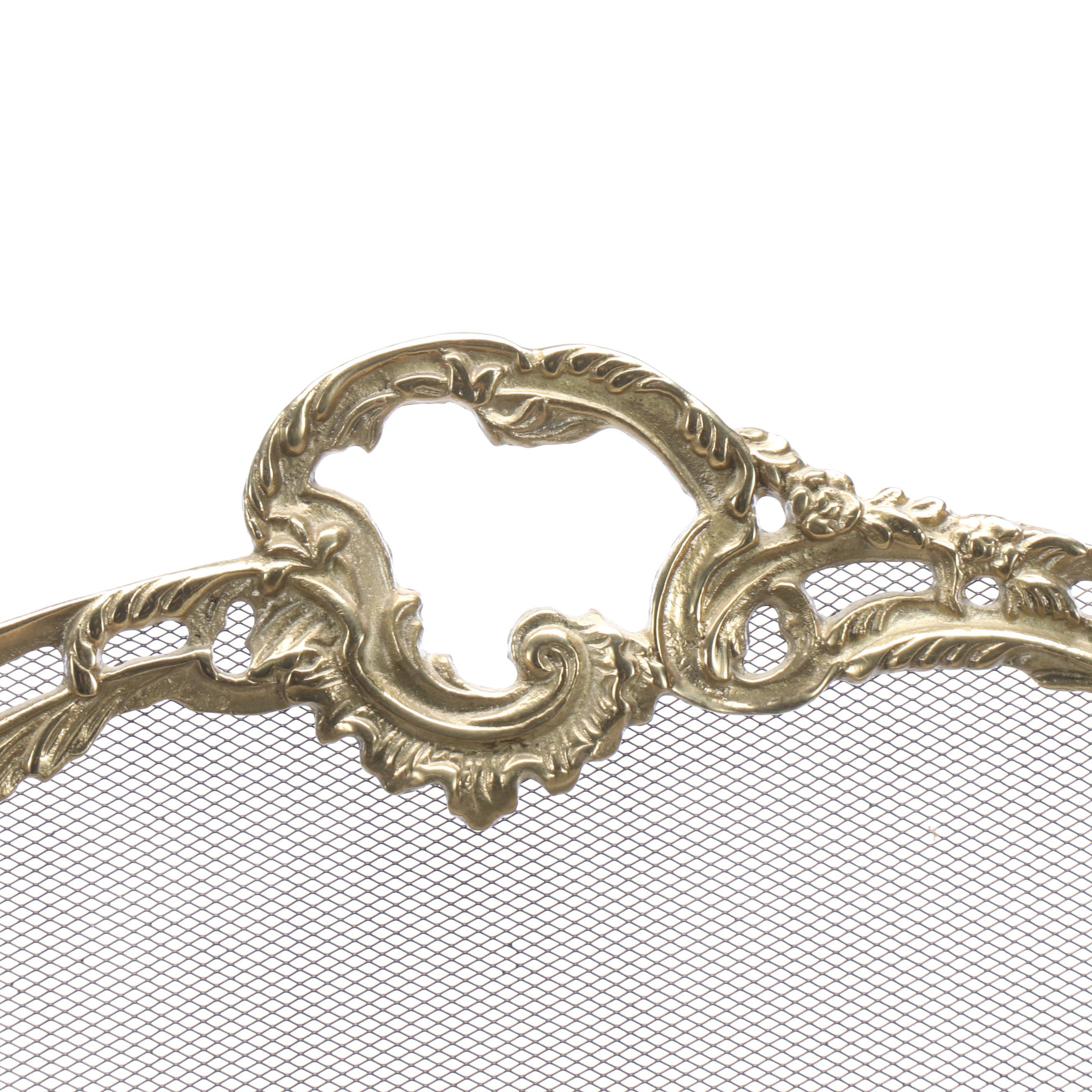 Rococo Style Brass Fireplace Screen