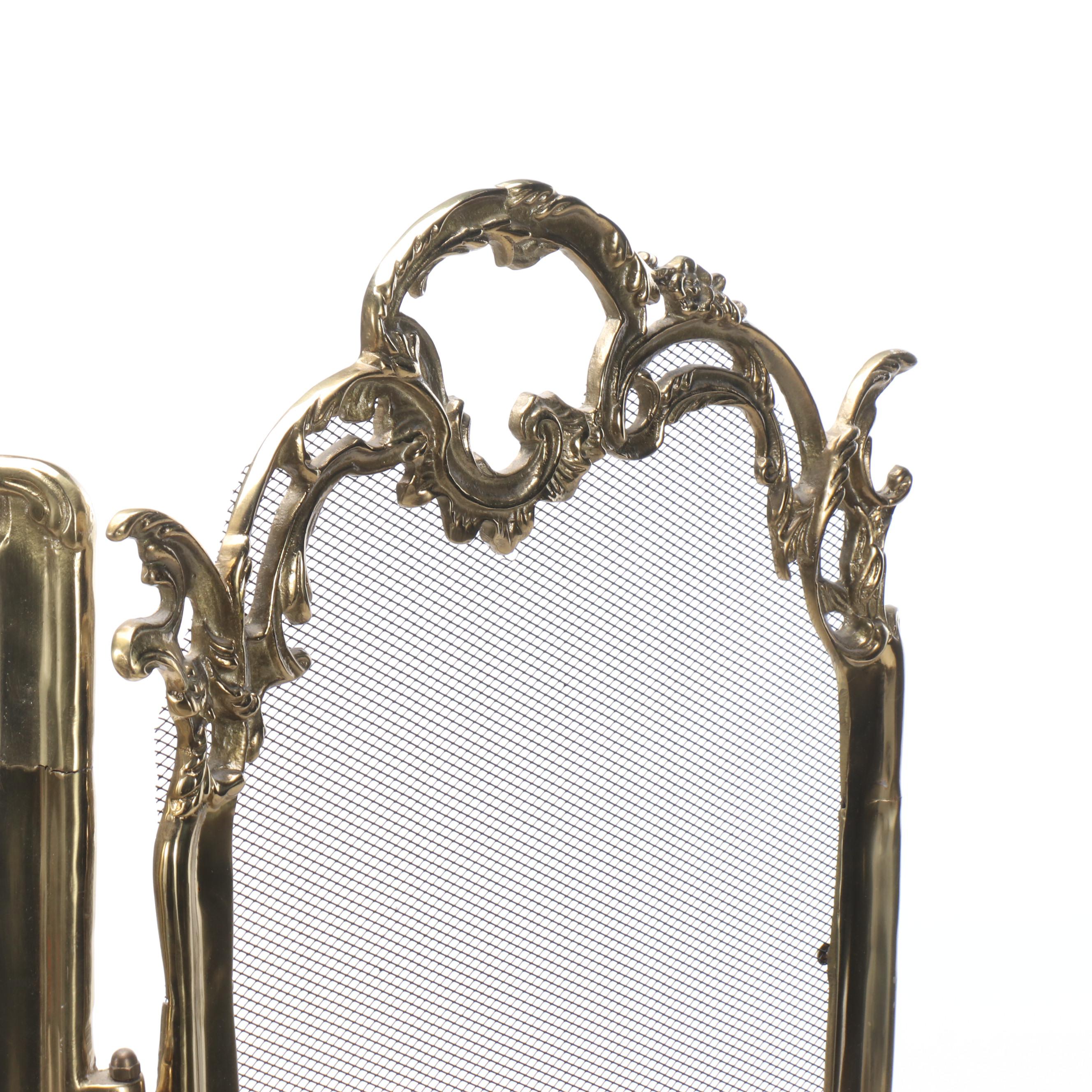 Rococo Style Brass Fireplace Screen