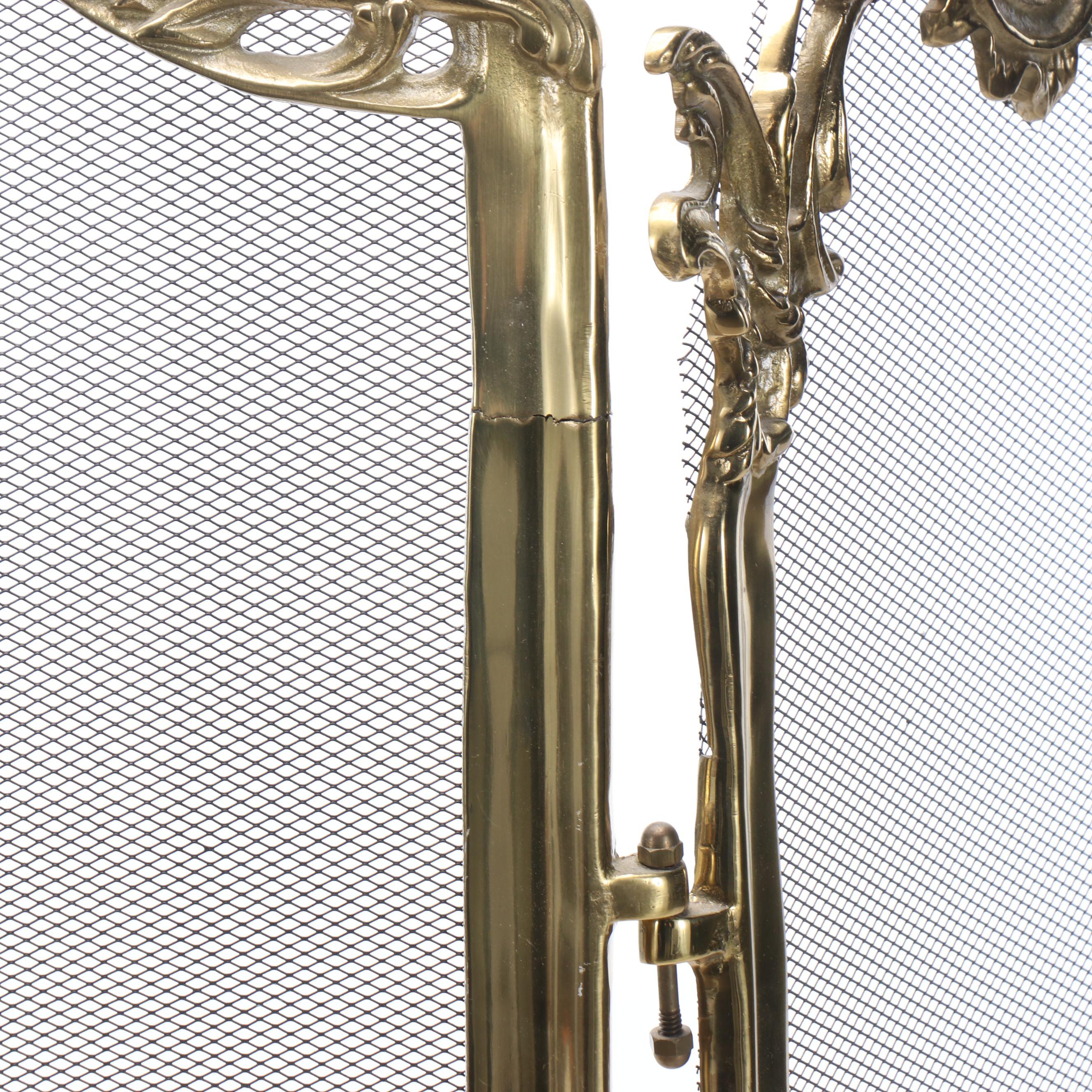 Rococo Style Brass Fireplace Screen