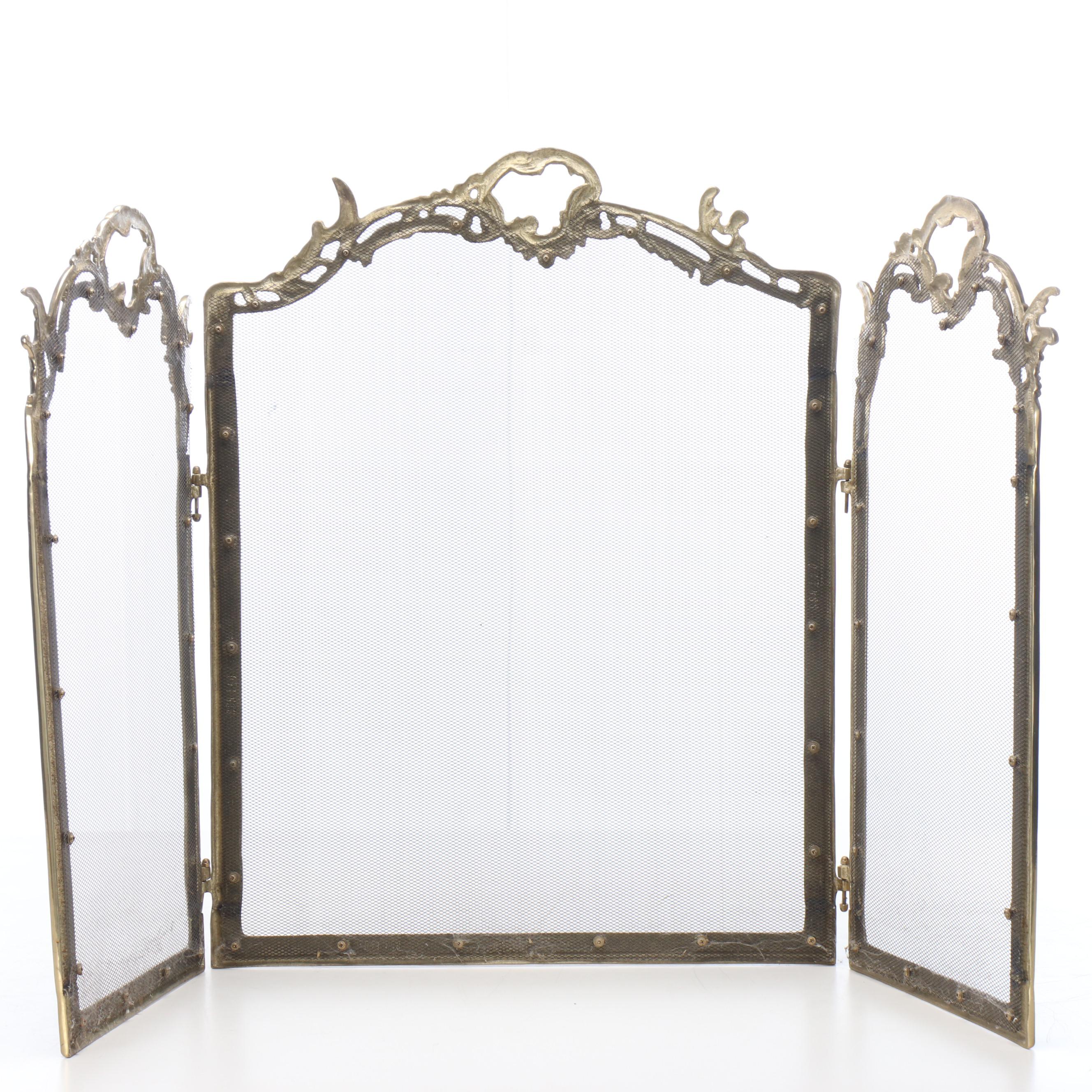 Rococo Style Brass Fireplace Screen