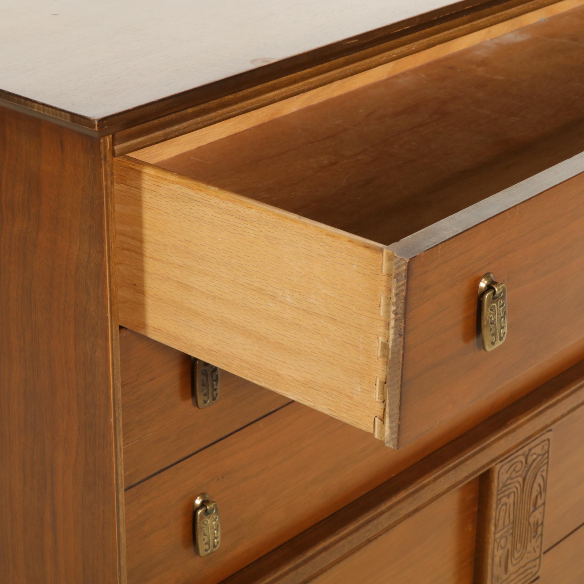 Bassett "Mayan" Mid Century Modern Walnut Chest of Drawers