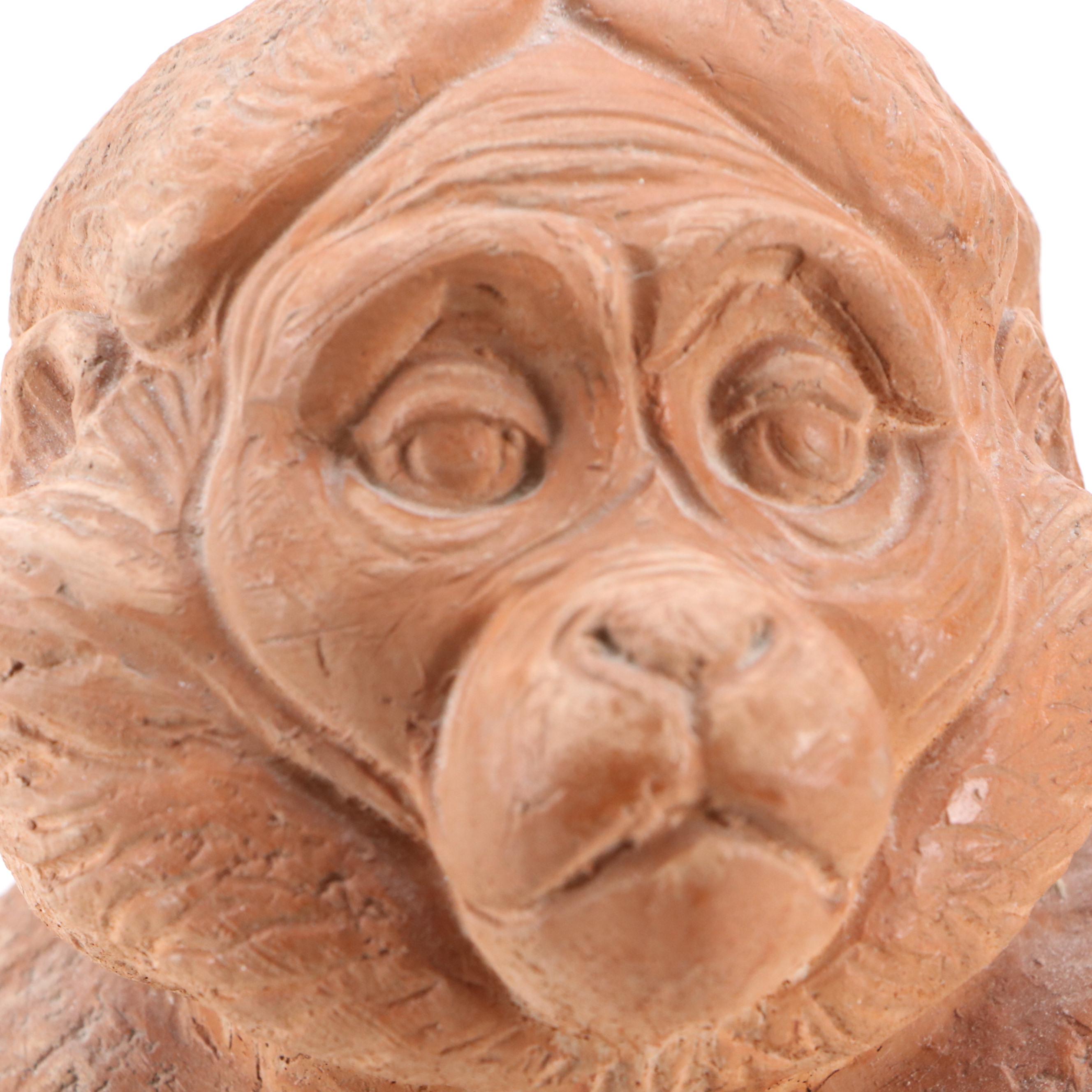 Mike Makras Pottery Sculpture of Sitting Monkey, 1973