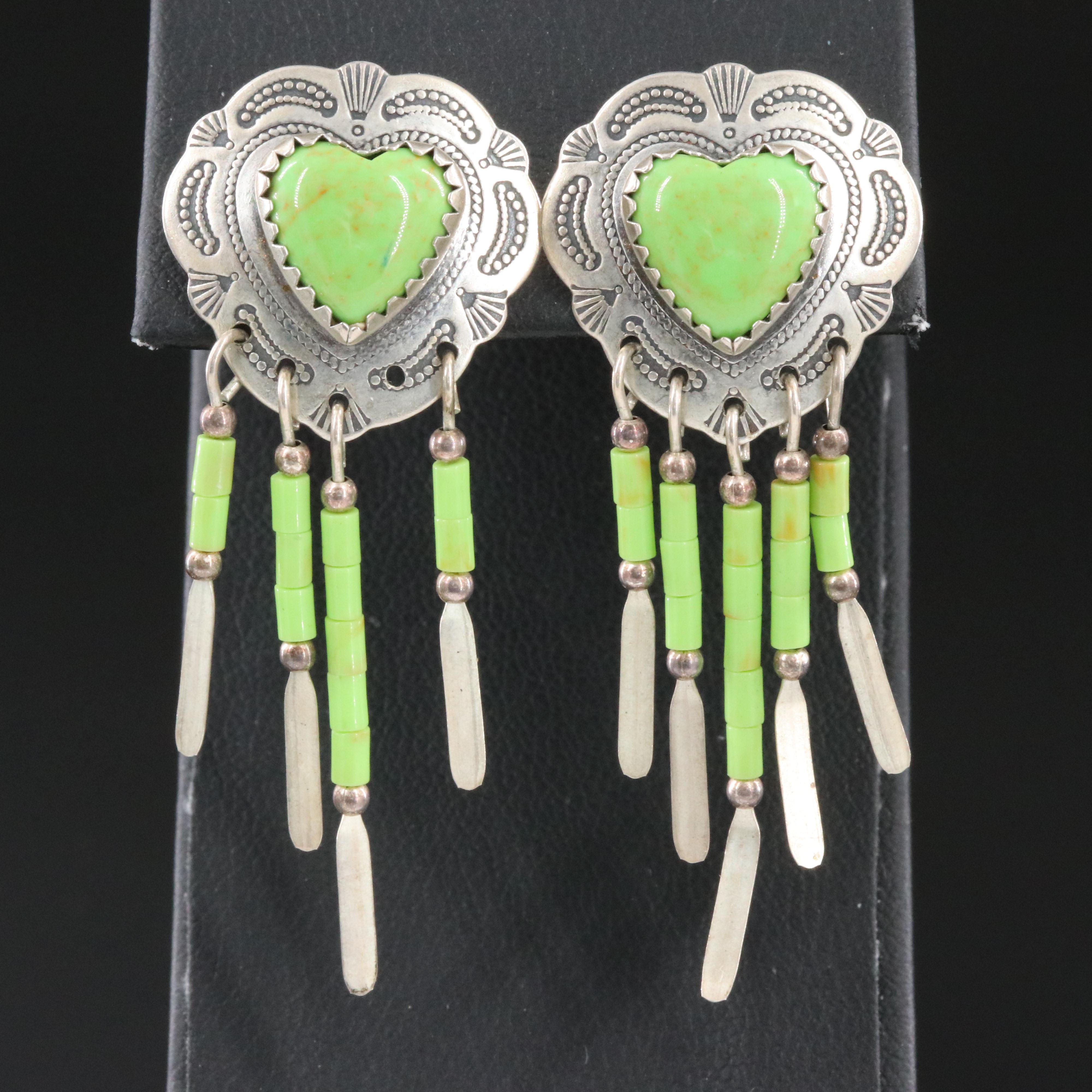 Sterling Imitation Gaspeite Earrings