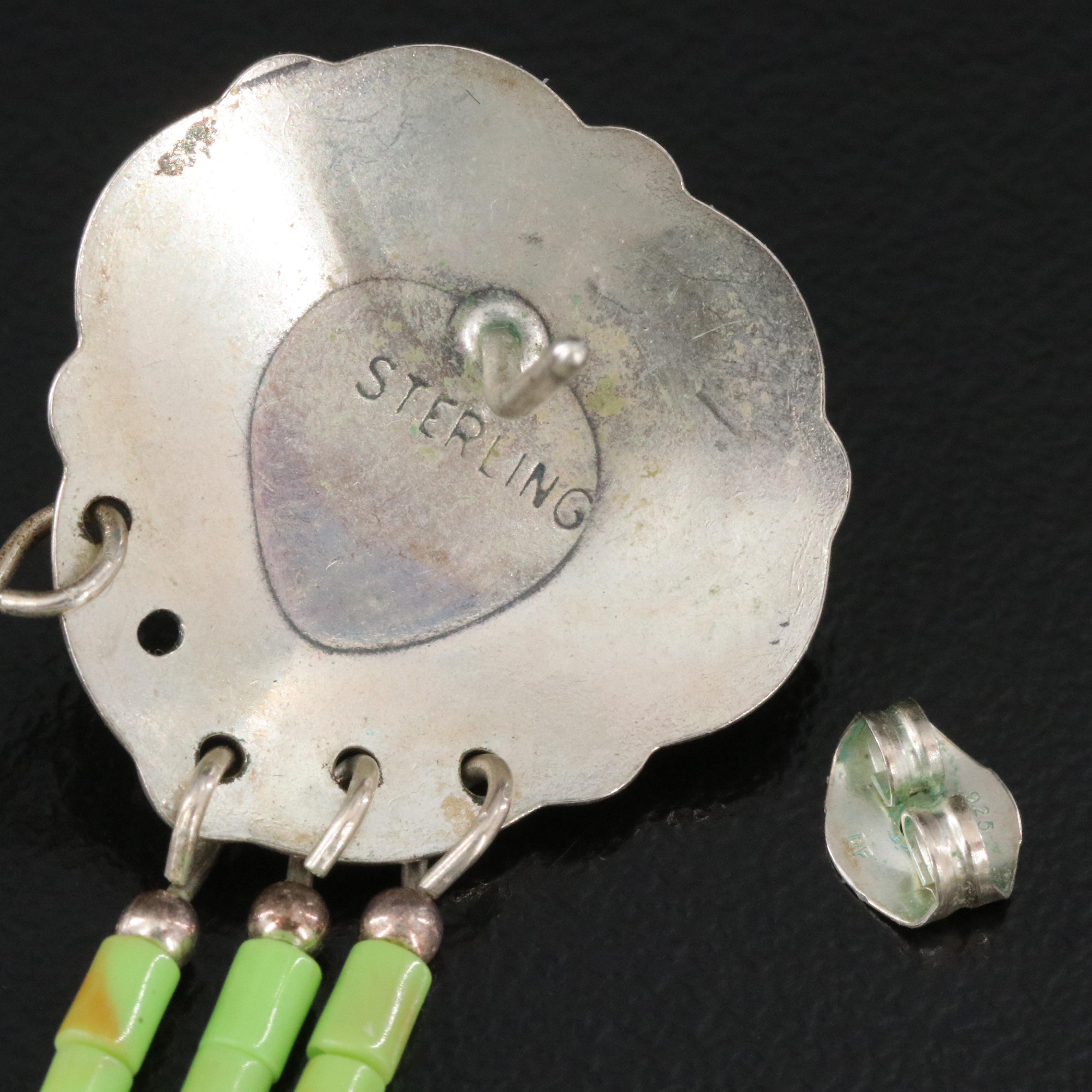 Sterling Imitation Gaspeite Earrings