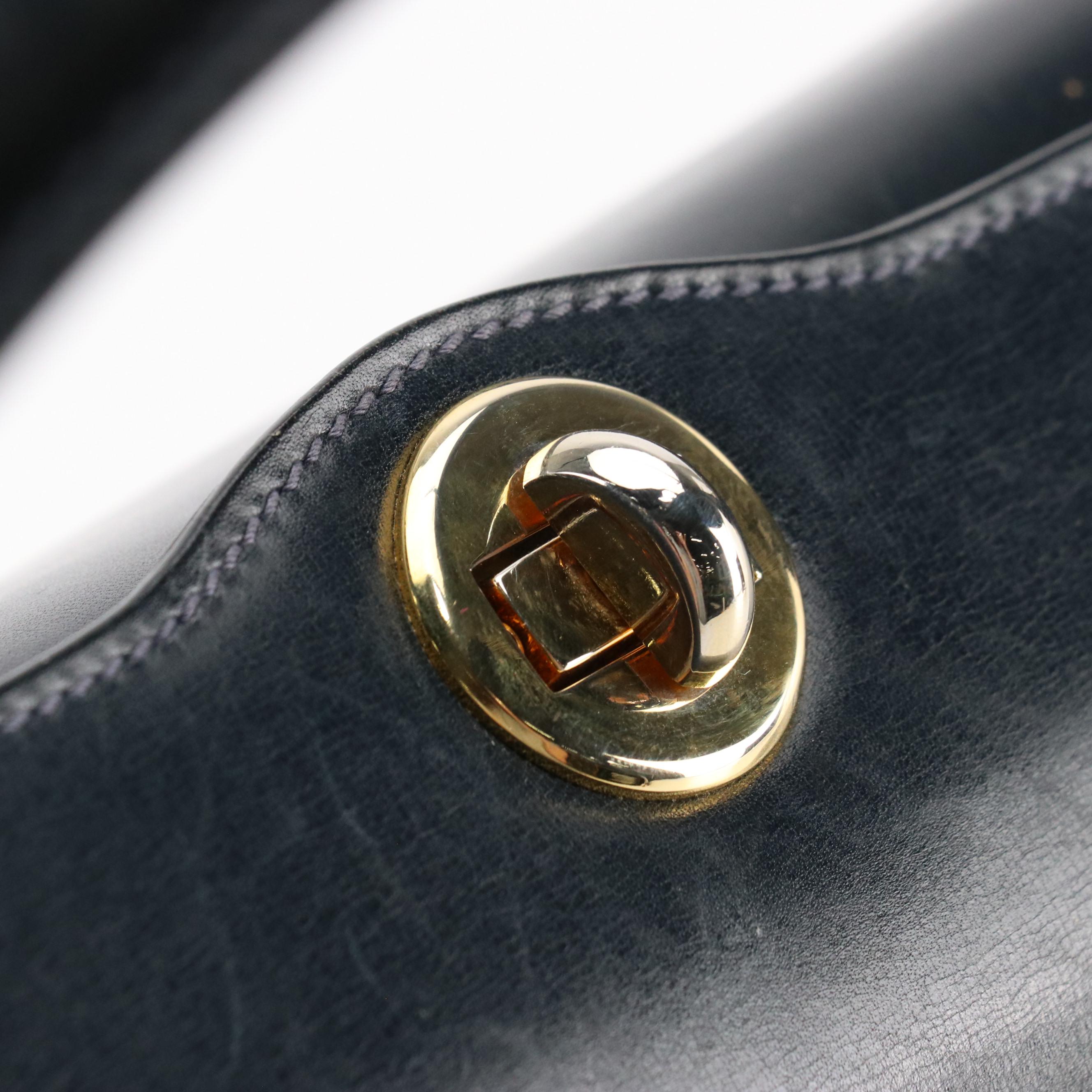Gucci Turnlock Handbag in Midnight Blue Smooth Leather