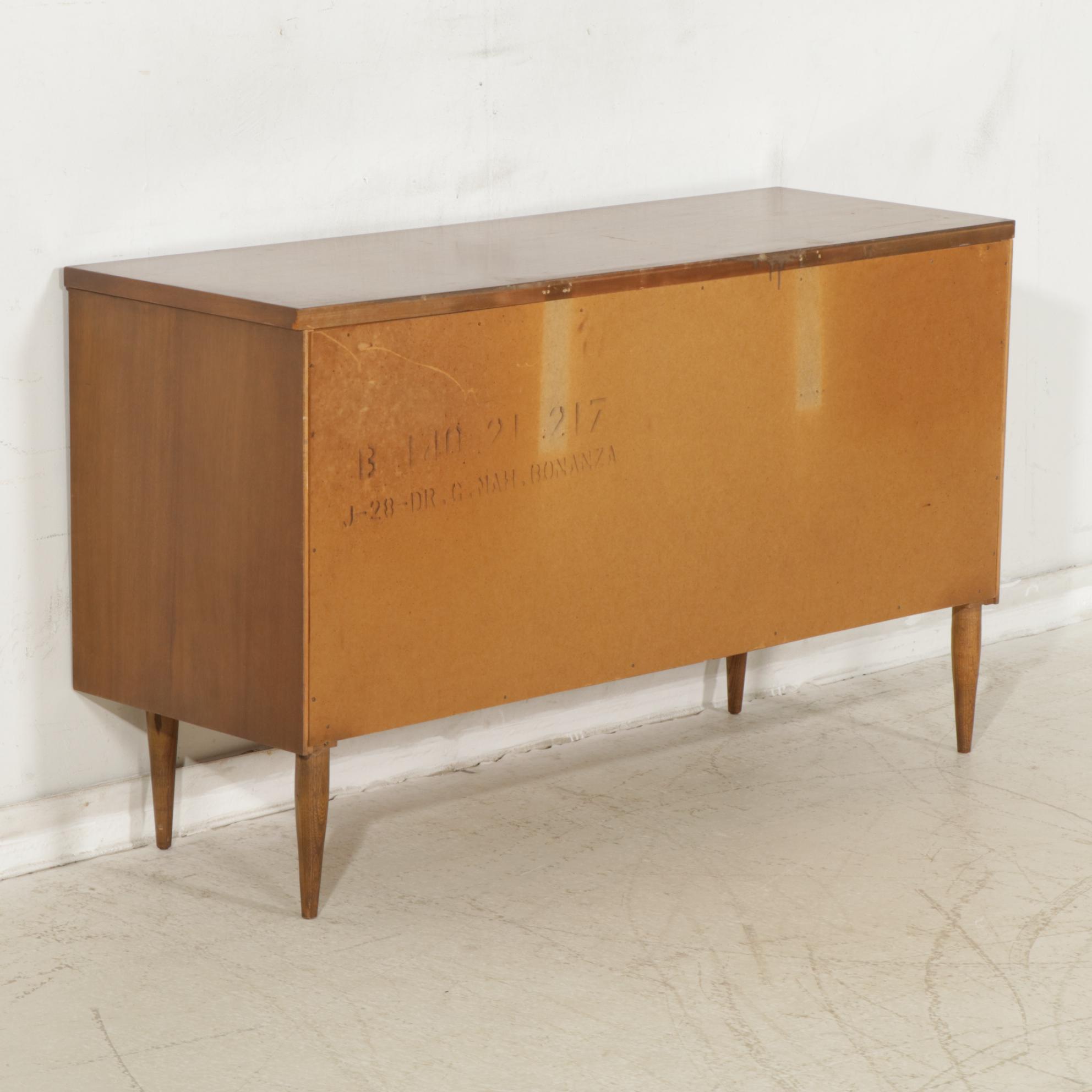 Bassett Mid Century Modern Walnut Dresser and Mirror