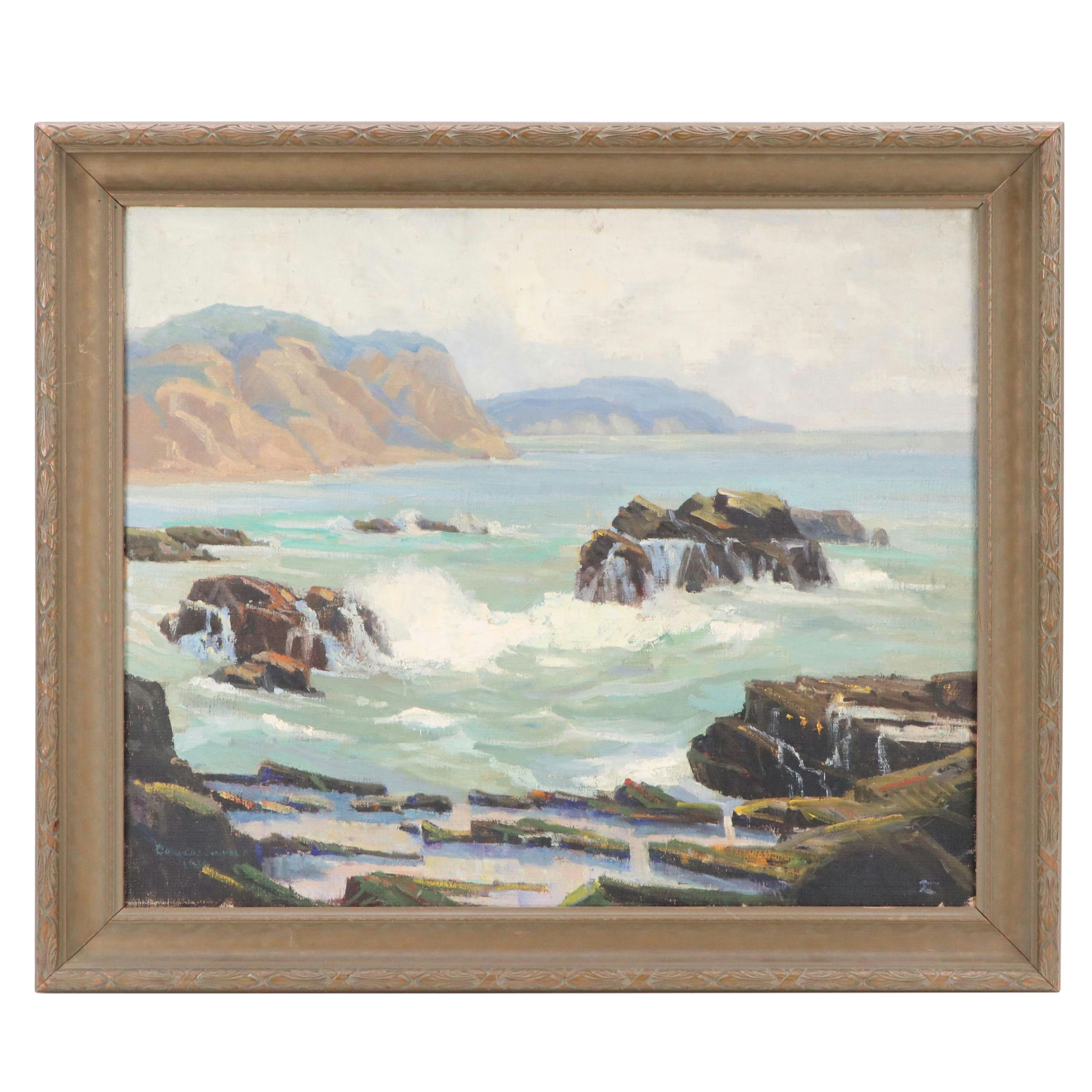 Douglas Shively Seascape Oil Painting, 1930
