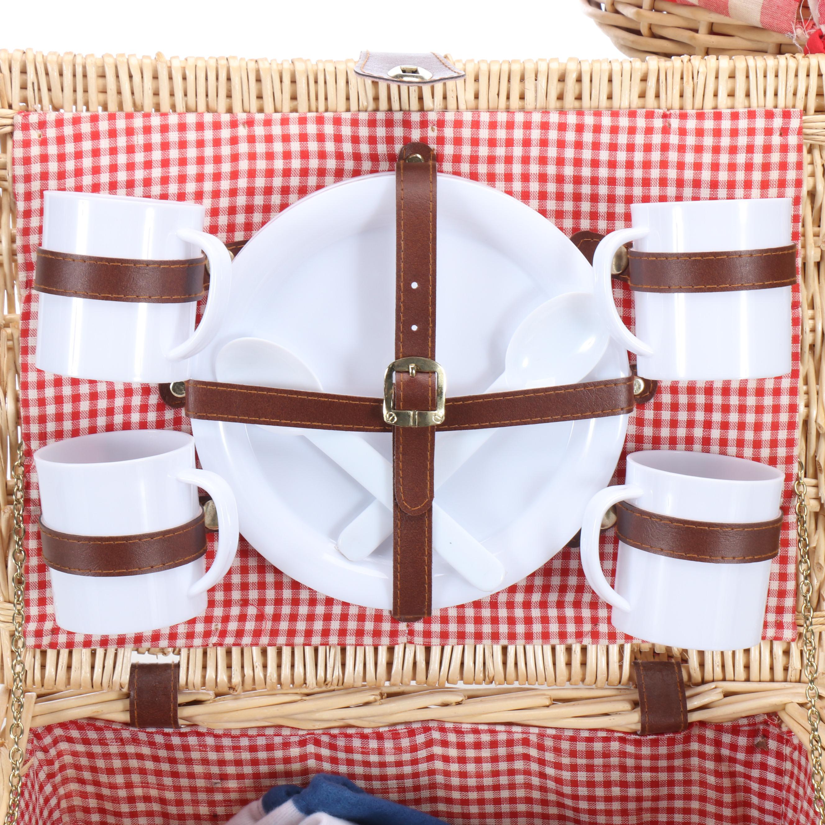 Redmon Hinge-Top Picnic Basket with Wicker Picnic Baskets