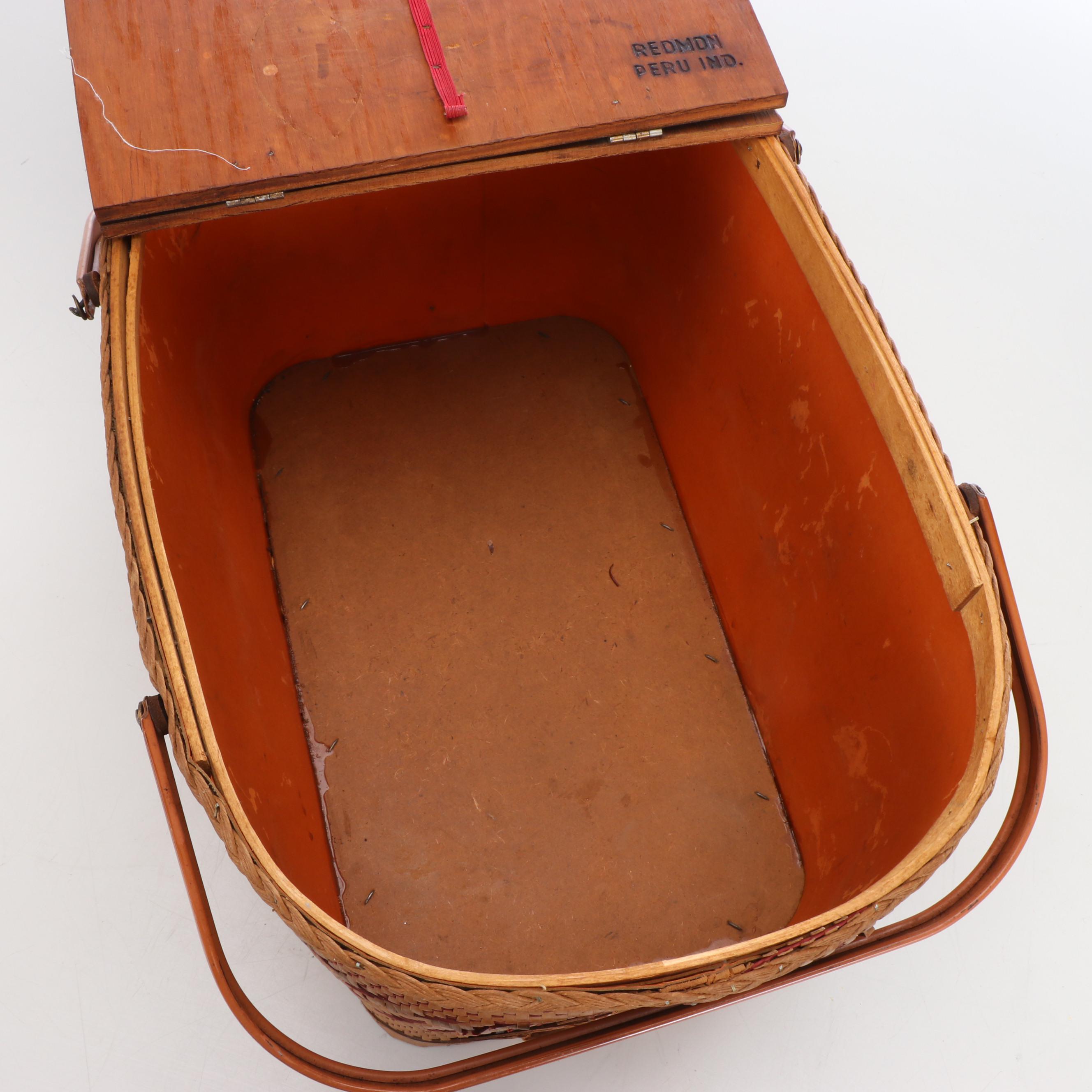 Redmon Hinge-Top Picnic Basket with Wicker Picnic Baskets