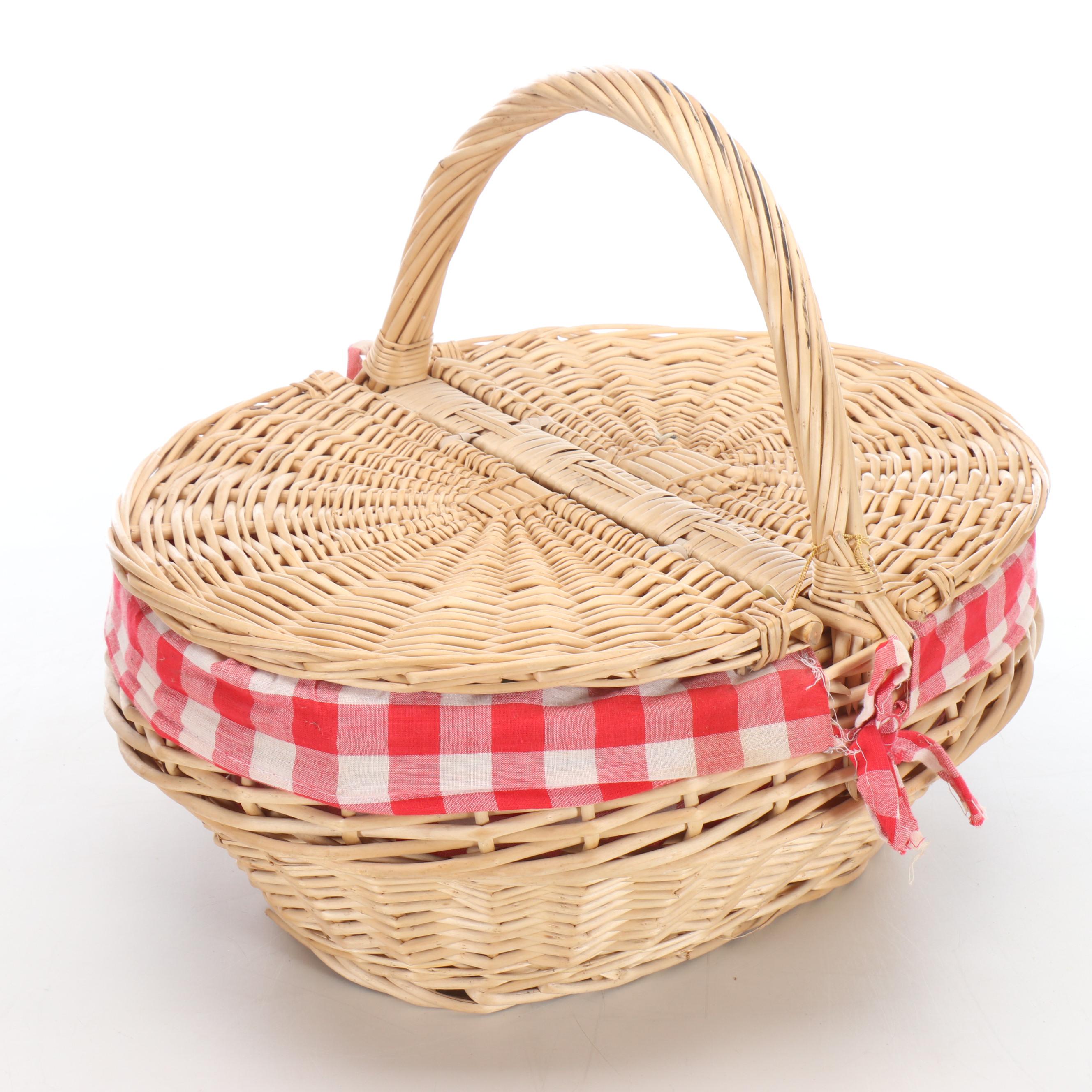 Redmon Hinge-Top Picnic Basket with Wicker Picnic Baskets