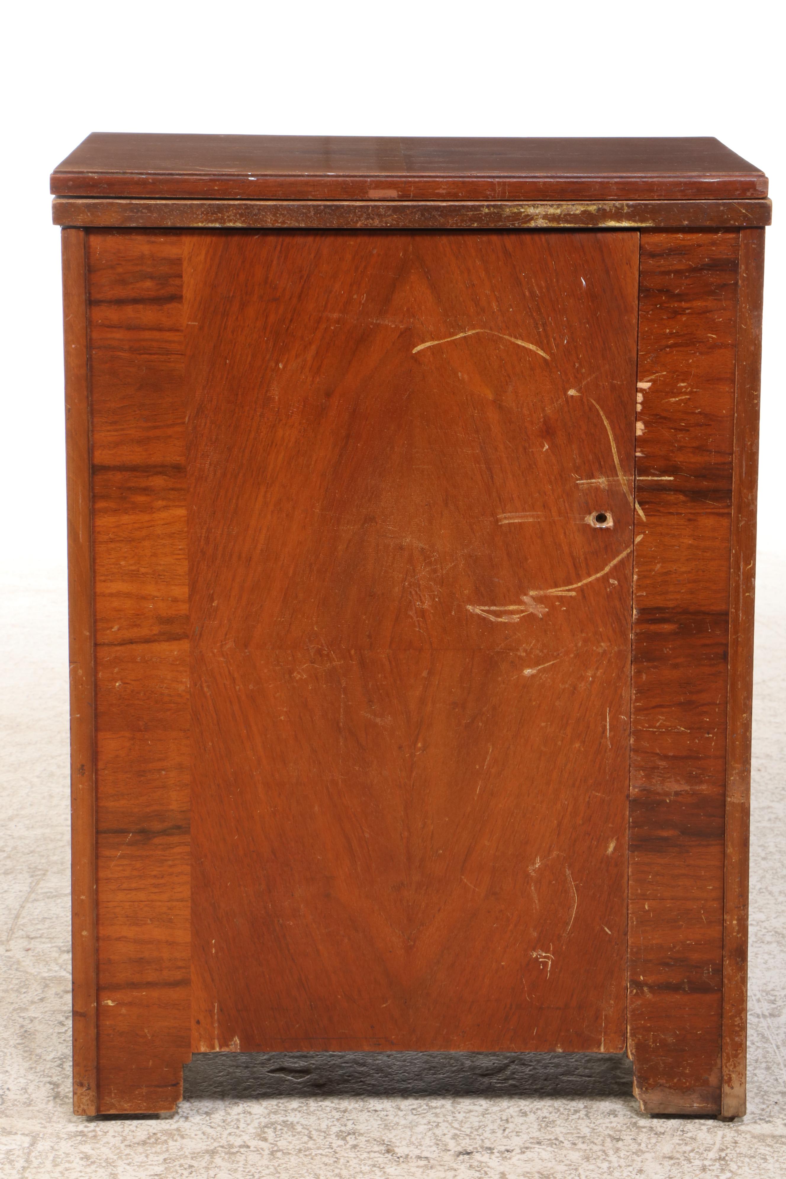 Singer 201-D German Sewing Machine w/ Paperclip Decal, Walnut Veneer Cabinet