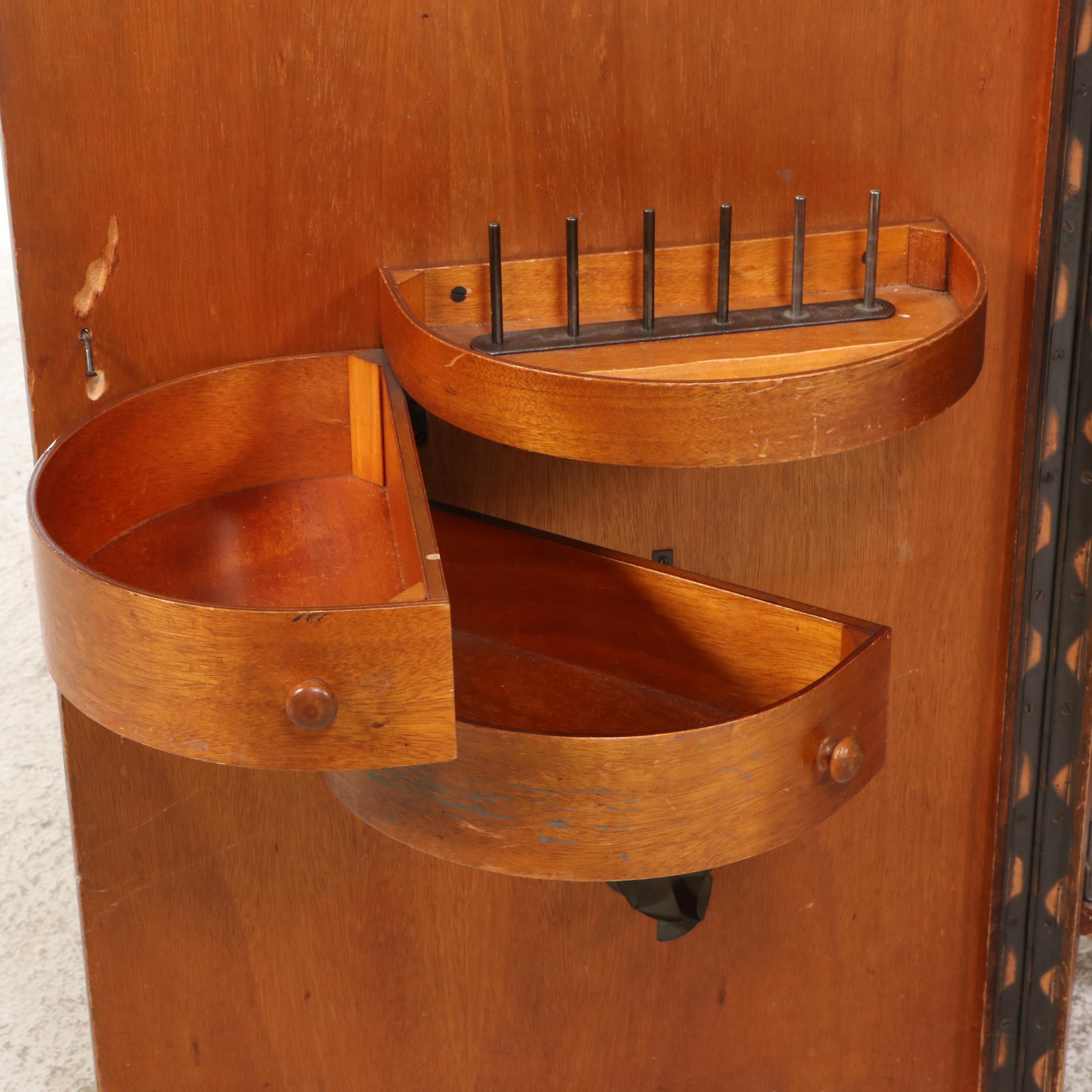 Singer 201-D German Sewing Machine w/ Paperclip Decal, Walnut Veneer Cabinet