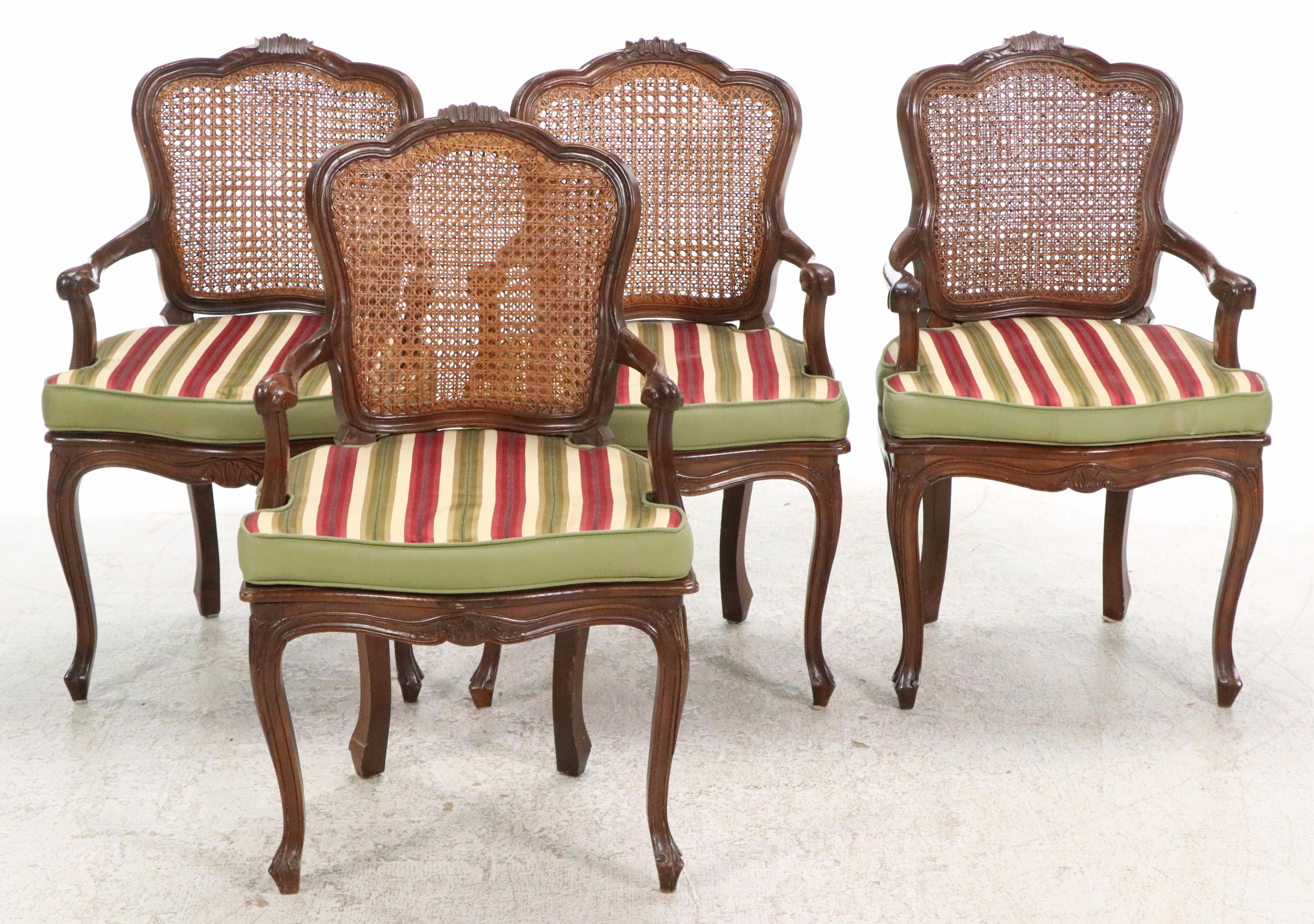Set of Eight French Provincial Style Cane and Wood Dining Chairs