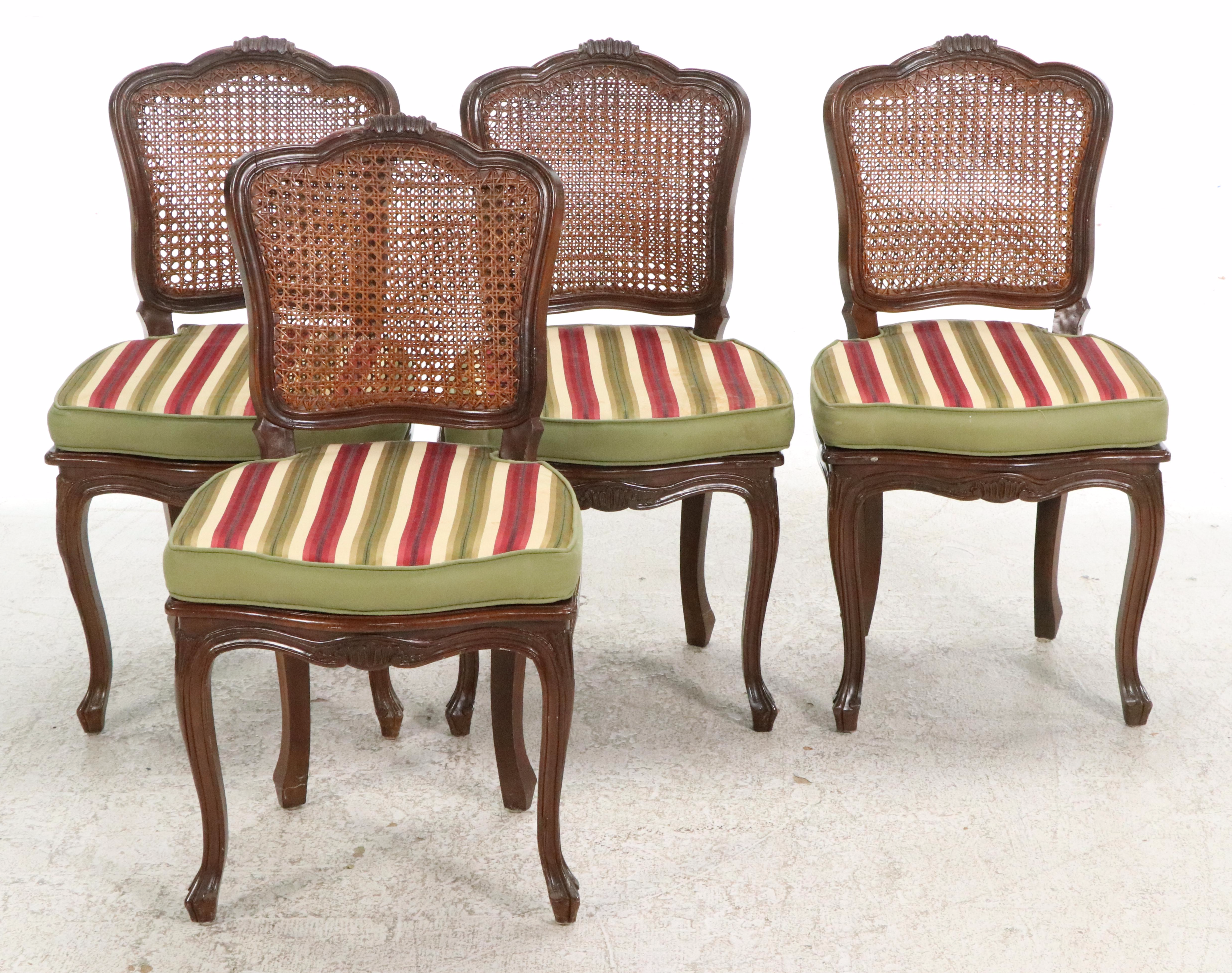 Set of Eight French Provincial Style Cane and Wood Dining Chairs
