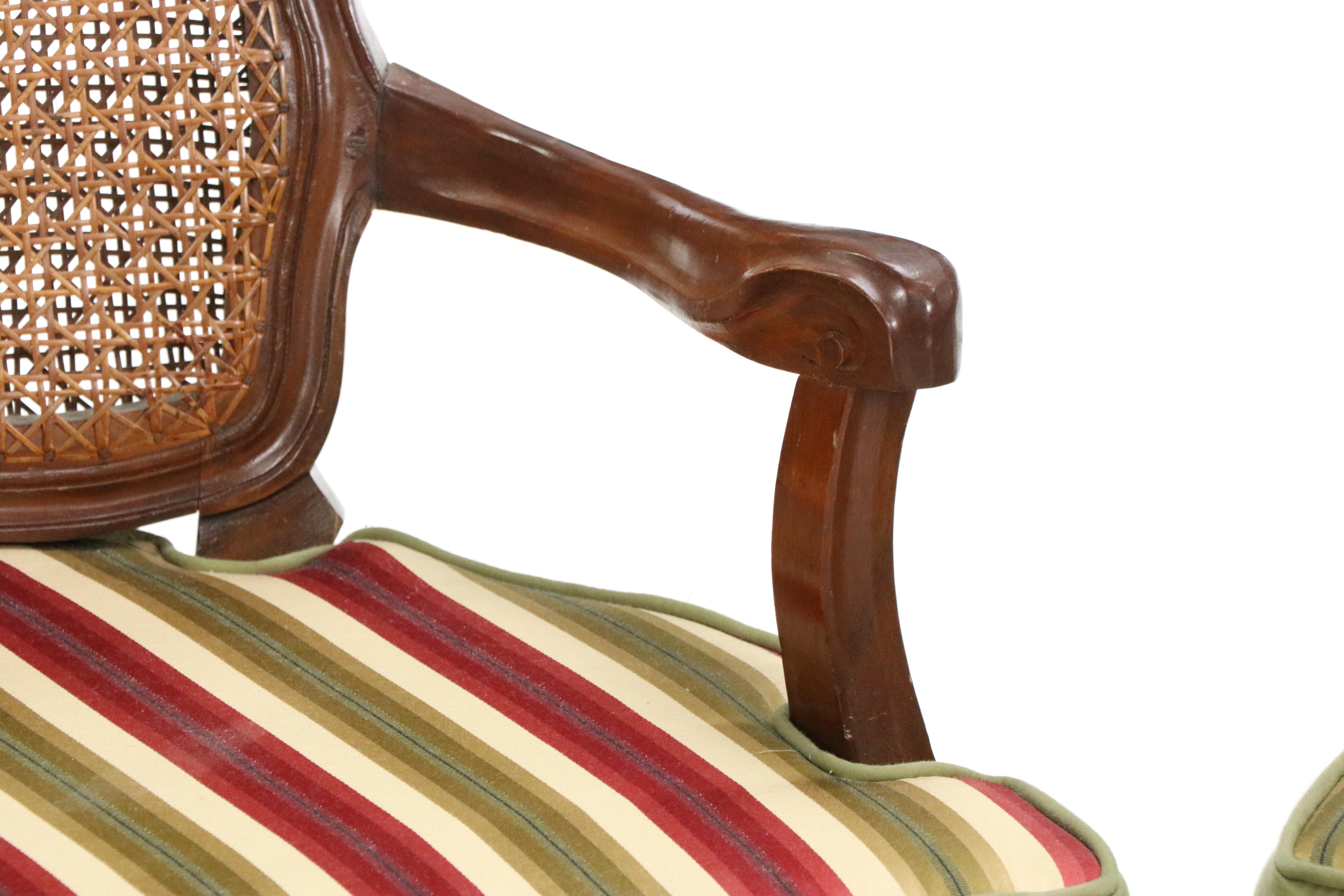 Set of Eight French Provincial Style Cane and Wood Dining Chairs