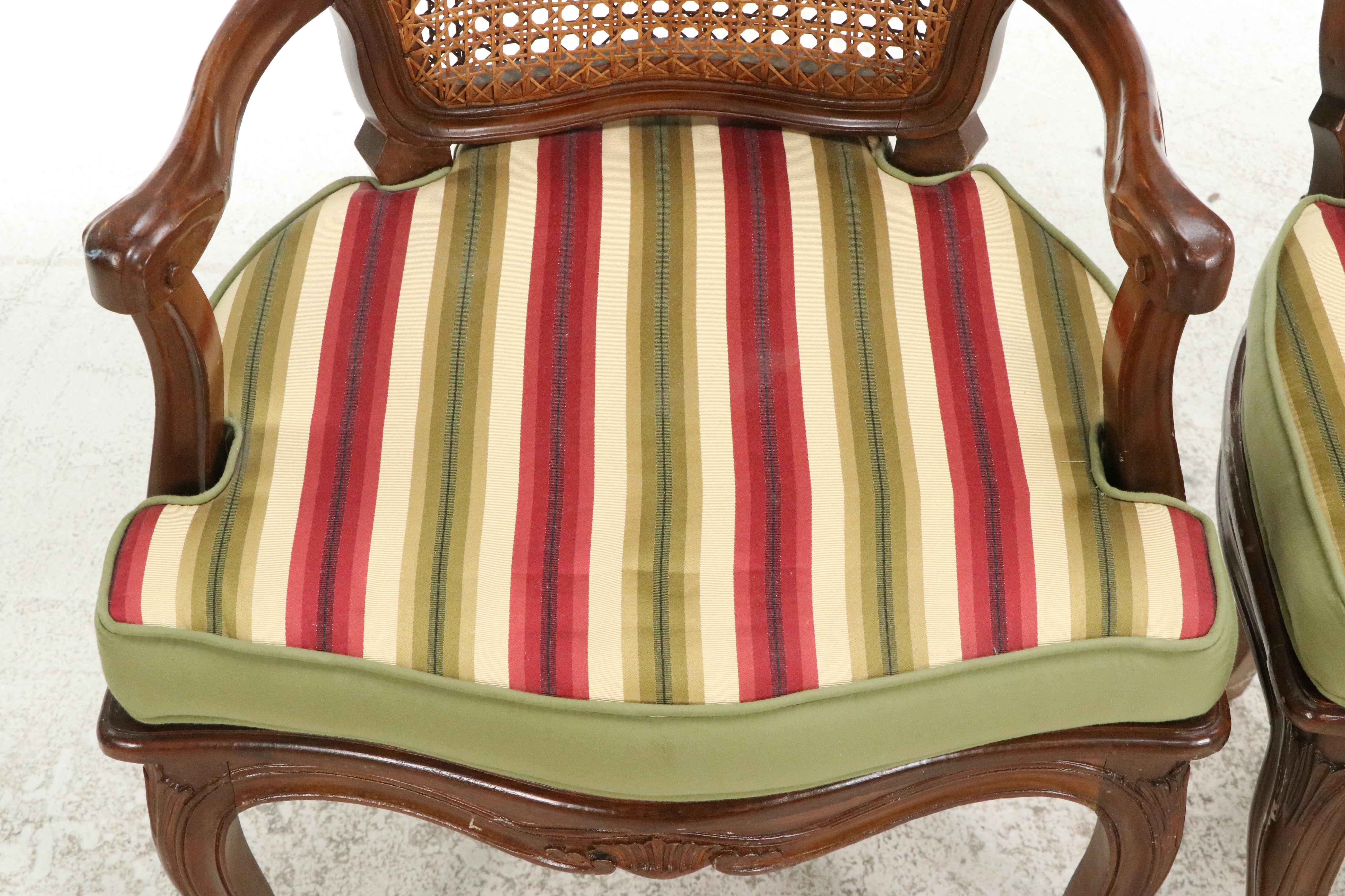 Set of Eight French Provincial Style Cane and Wood Dining Chairs