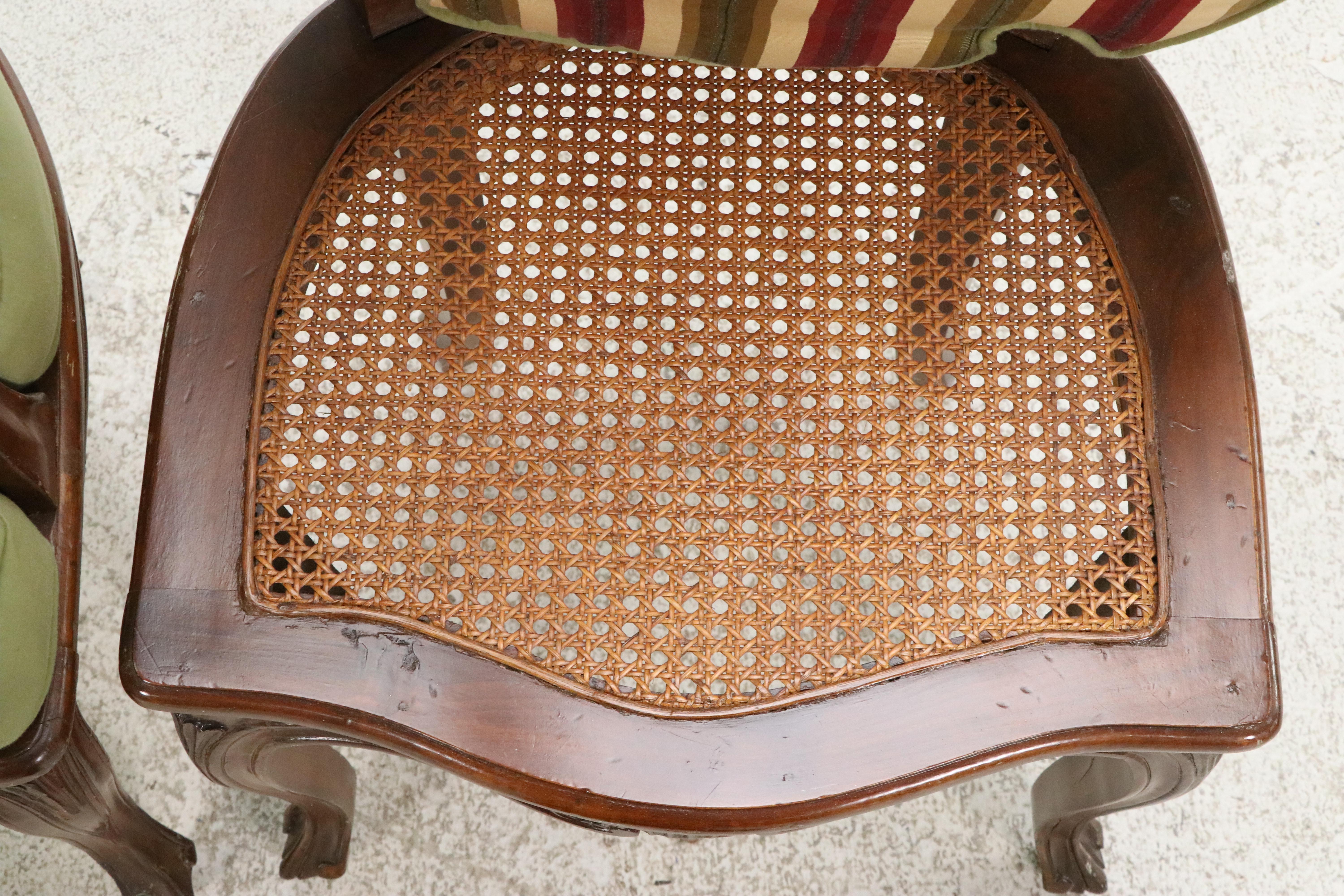 Set of Eight French Provincial Style Cane and Wood Dining Chairs