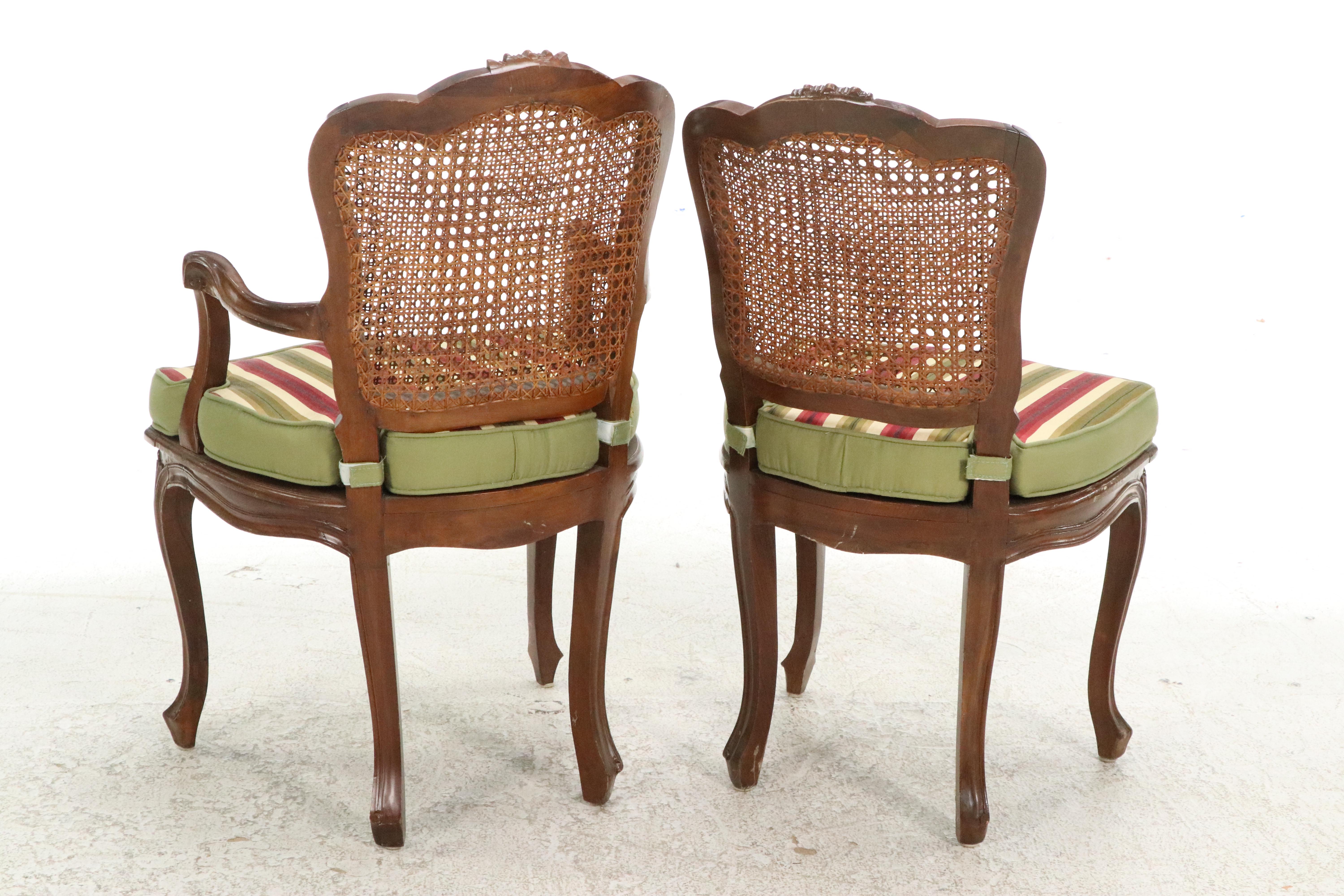 Set of Eight French Provincial Style Cane and Wood Dining Chairs