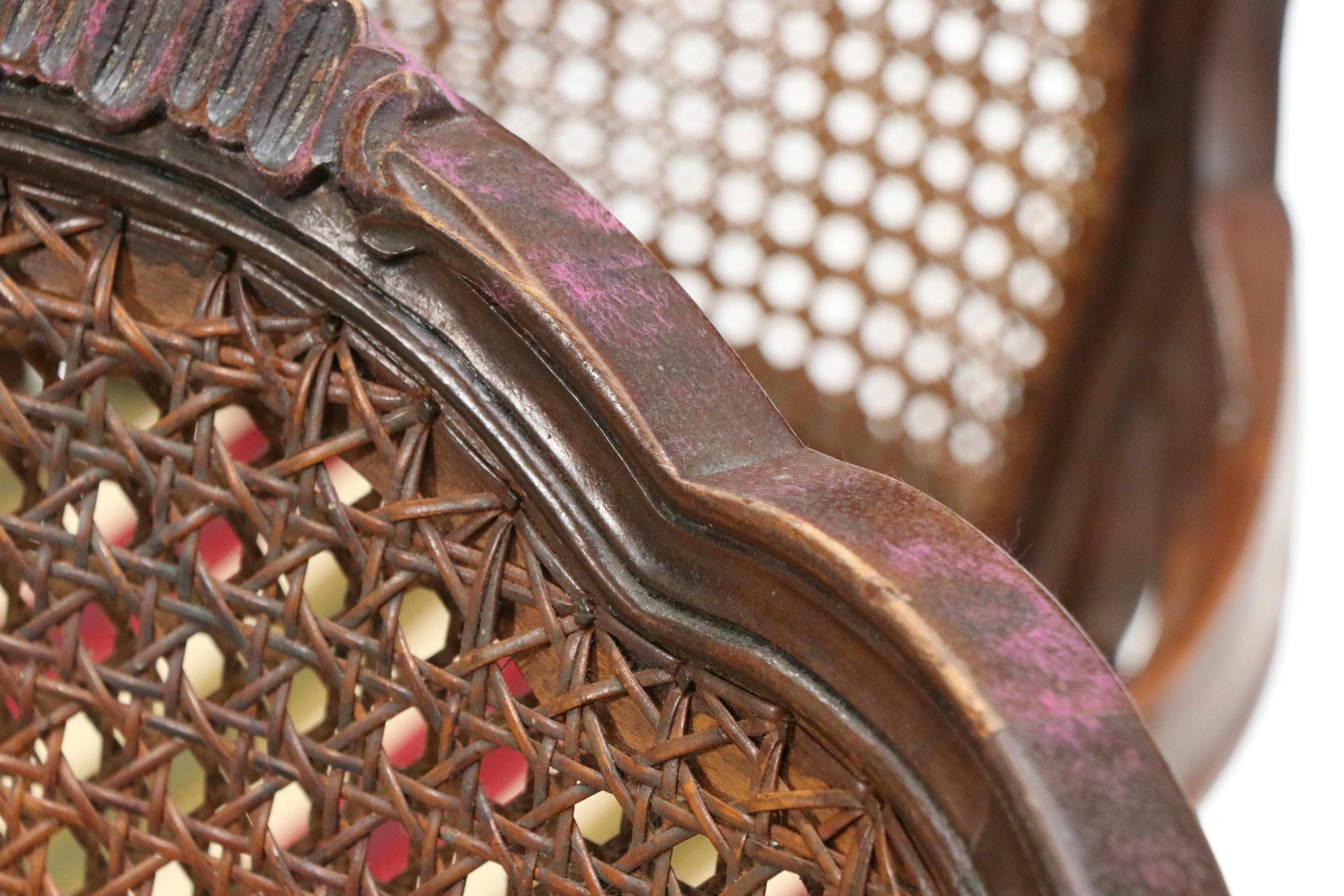 Set of Eight French Provincial Style Cane and Wood Dining Chairs