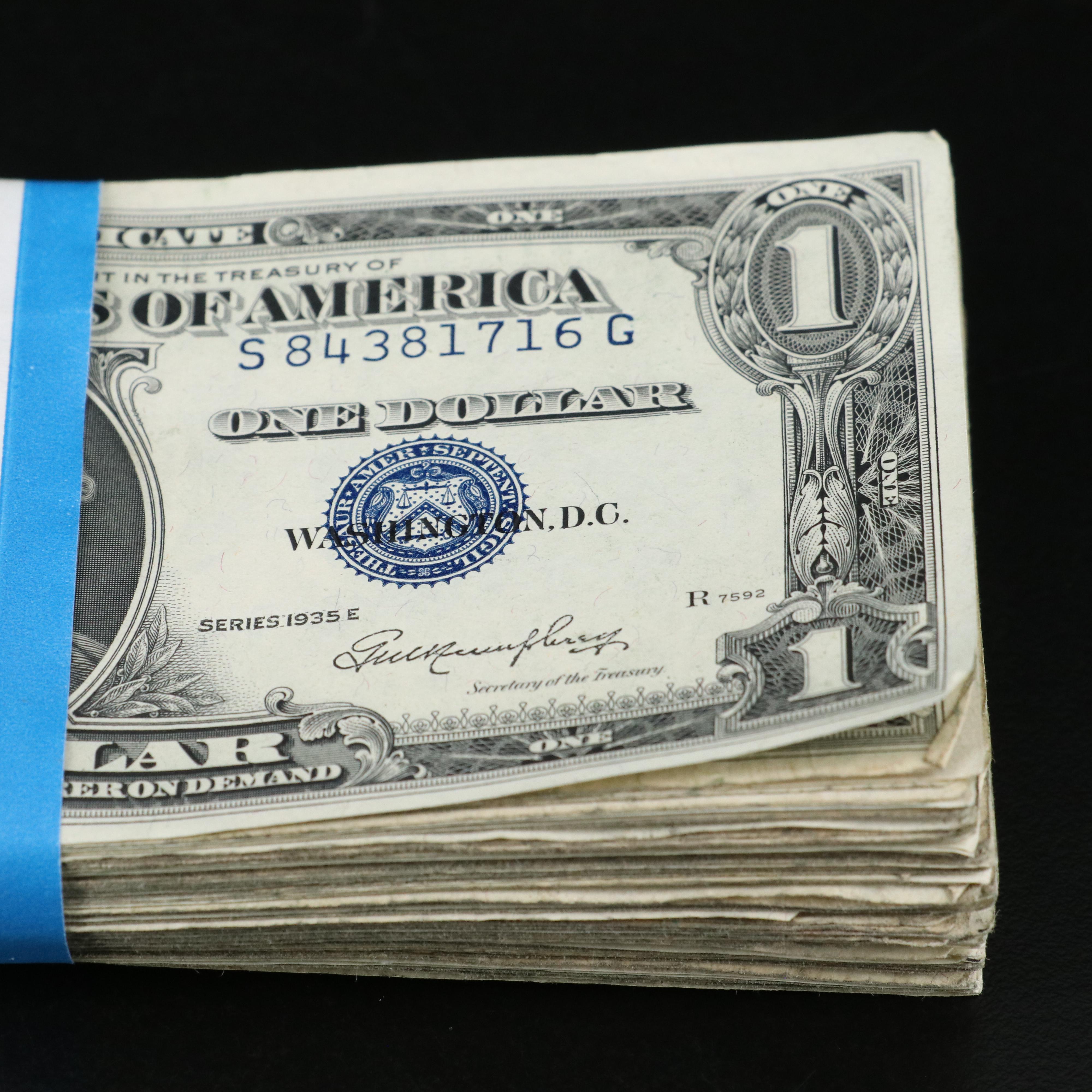 Collection of 100 Assorted 1935 One Dollar Silver Certificates