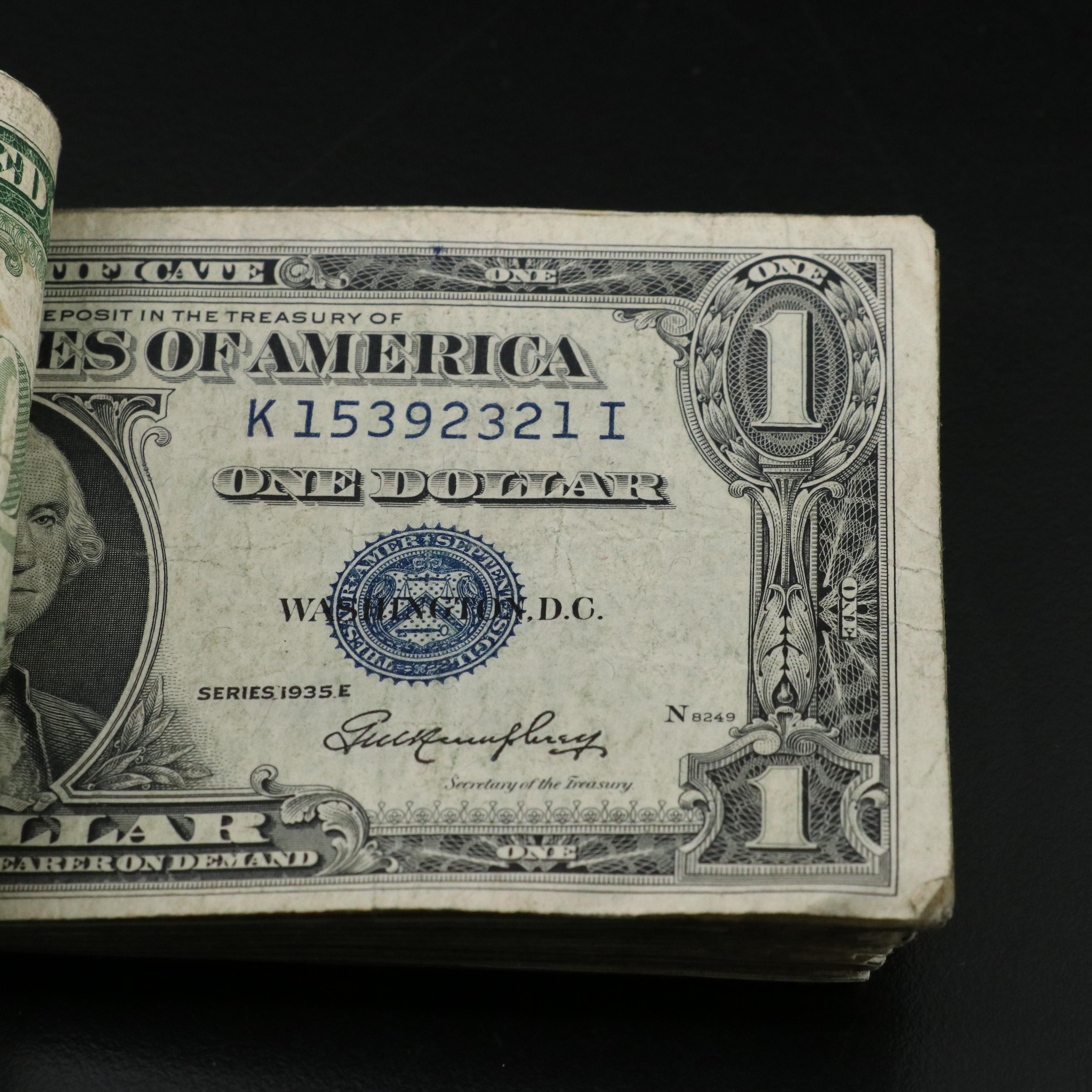 Collection of 100 Assorted 1935 One Dollar Silver Certificates