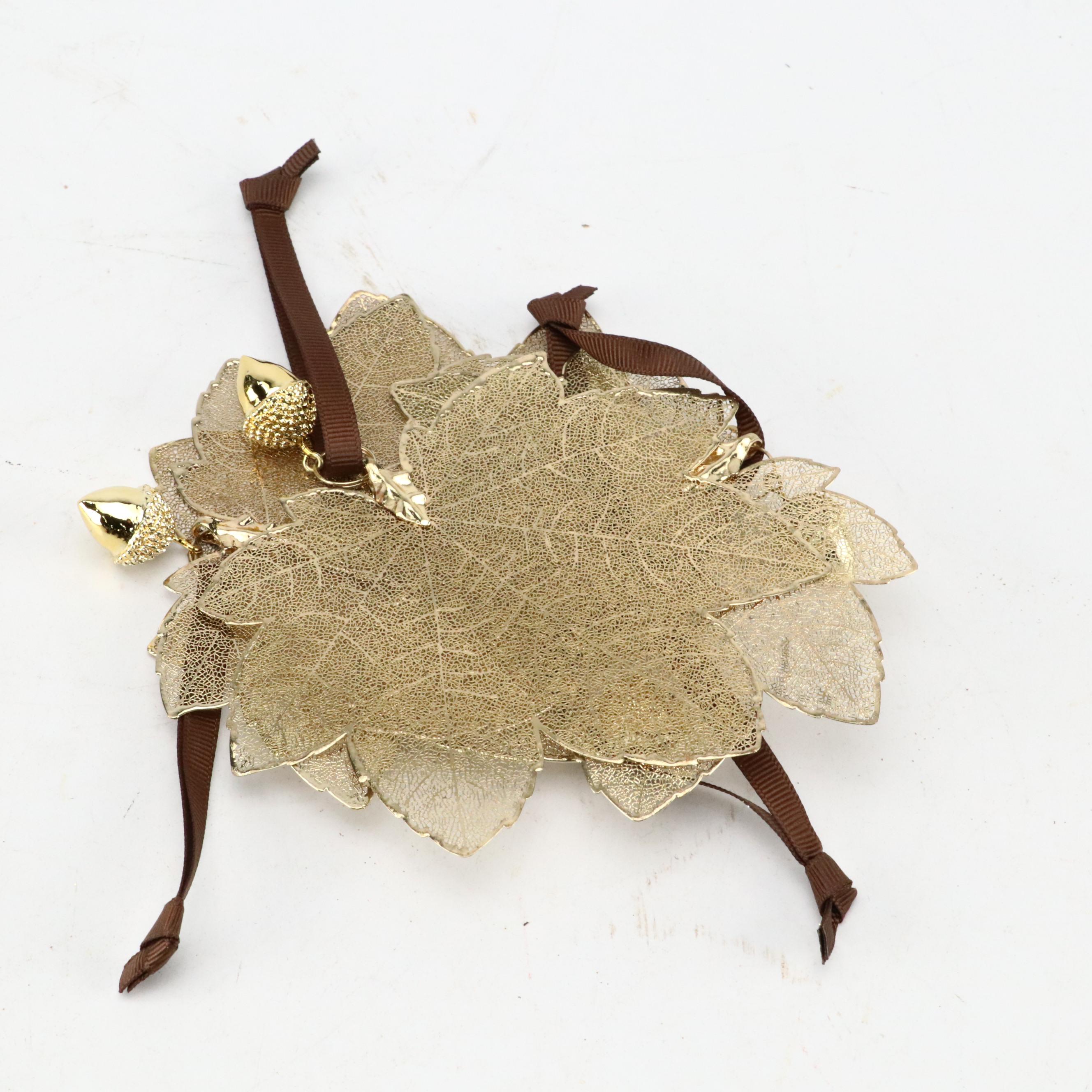 Crate & Barrel Maple and Oak Leaf Ornaments