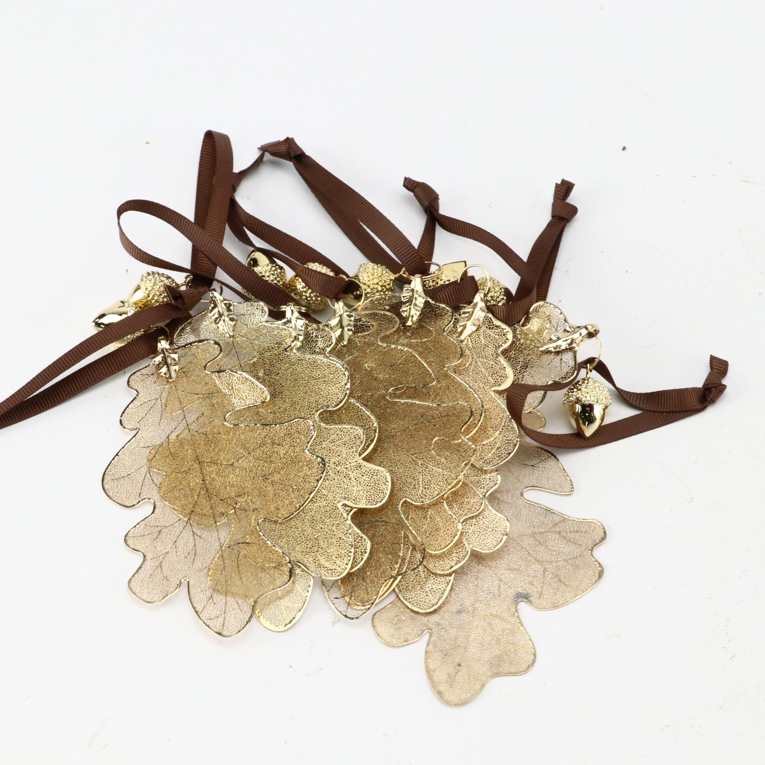 Crate & Barrel Maple and Oak Leaf Ornaments