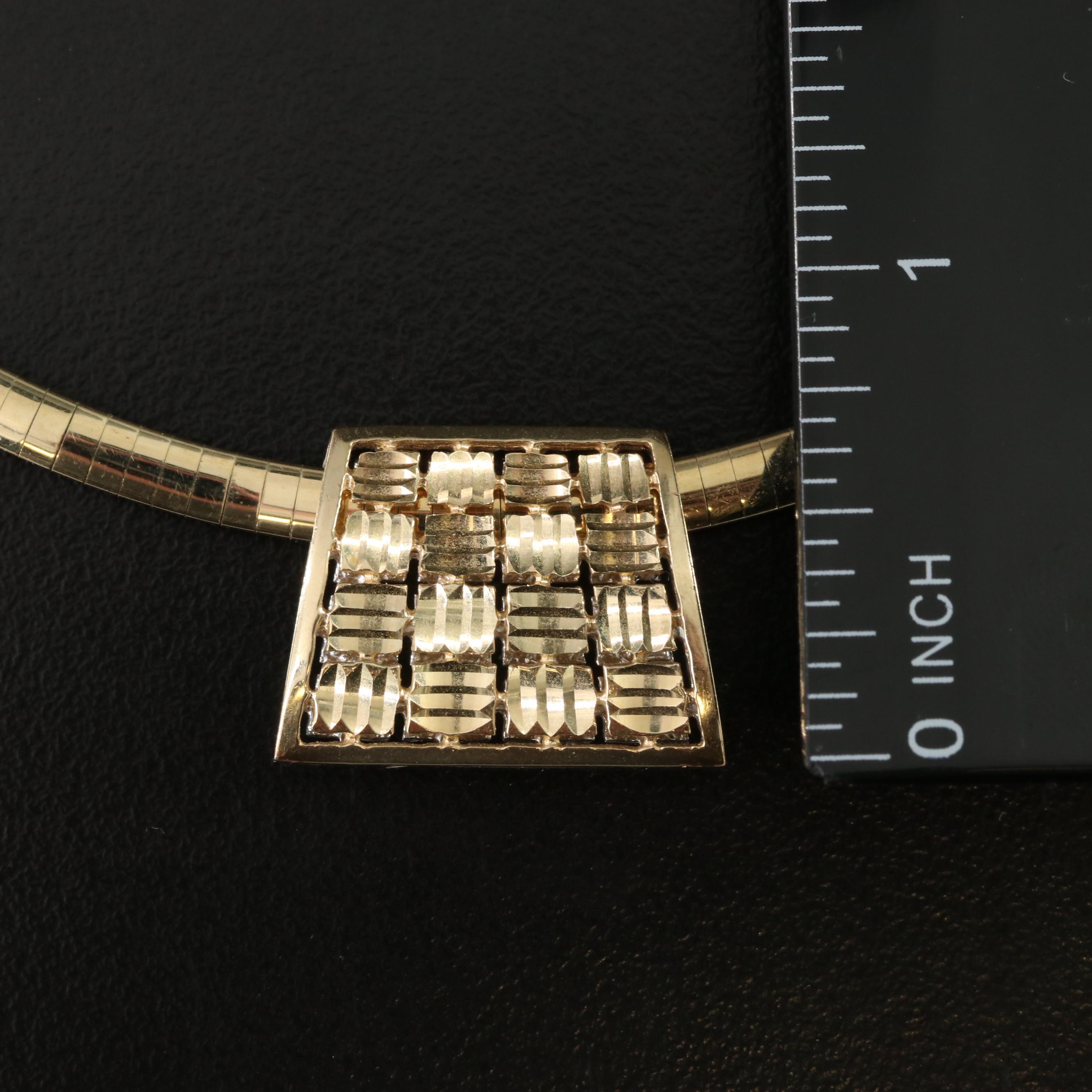 Italian 14K Reversible Omega Chain and Slide Pendant Necklace