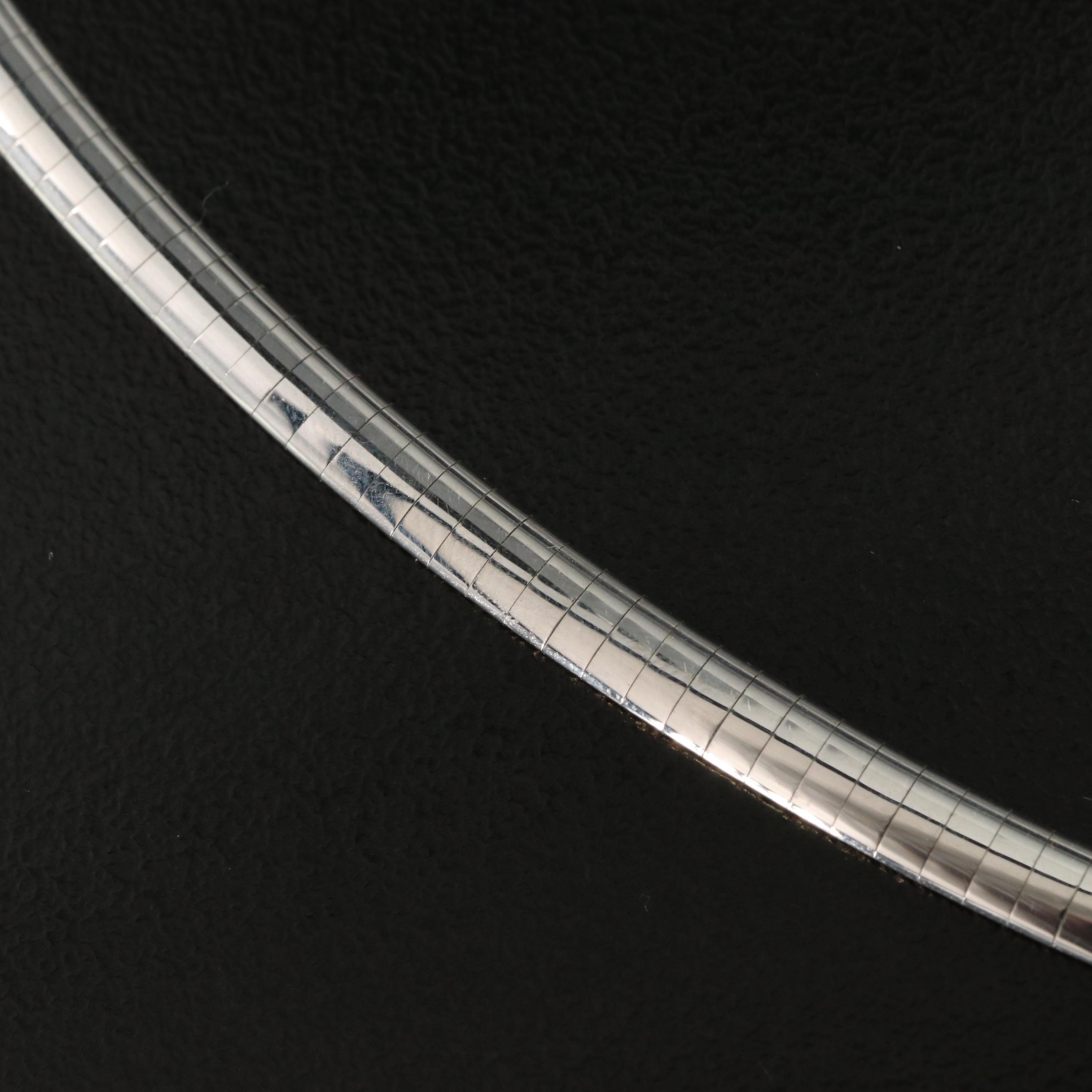 Italian 14K Reversible Omega Chain and Slide Pendant Necklace