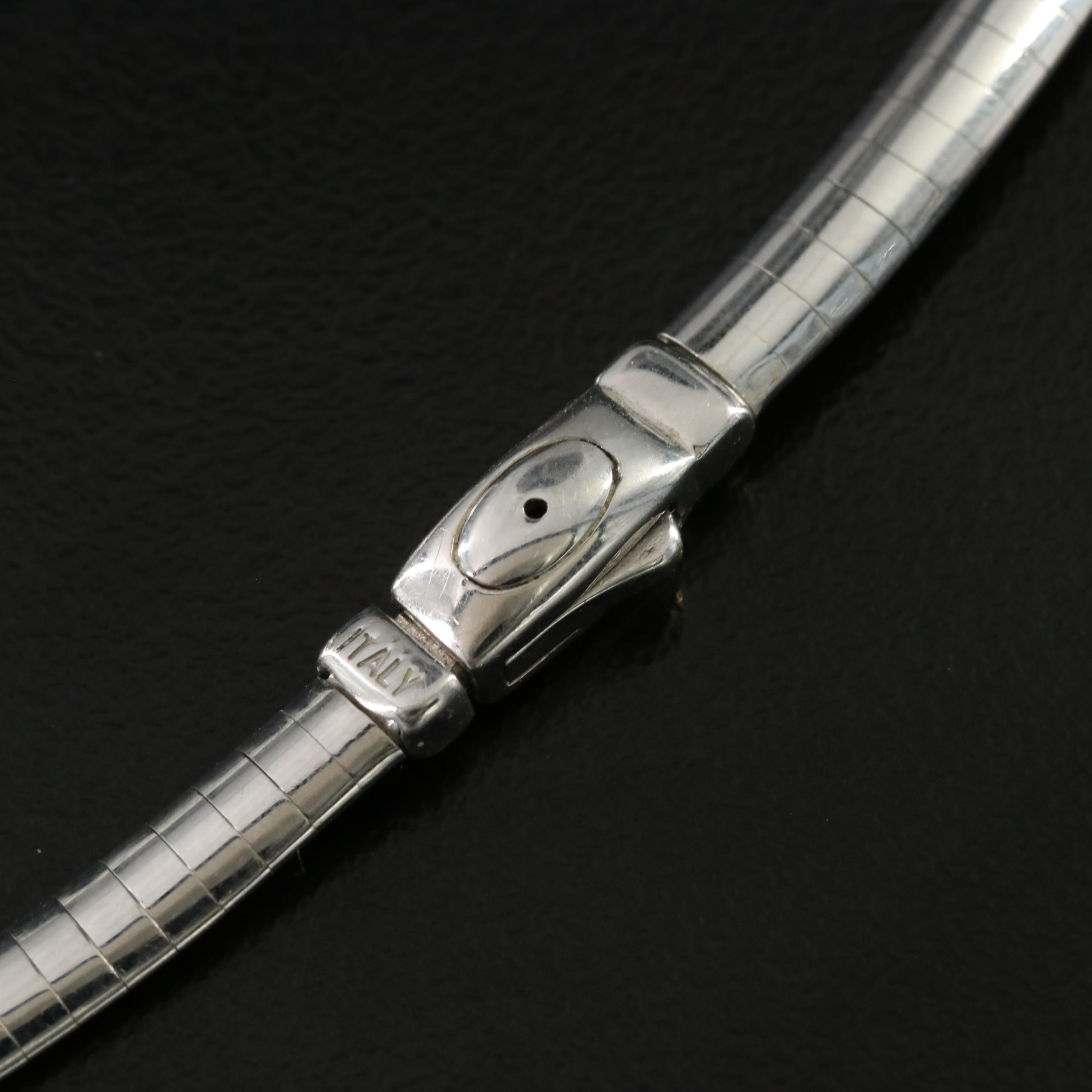 Italian 14K Reversible Omega Chain and Slide Pendant Necklace