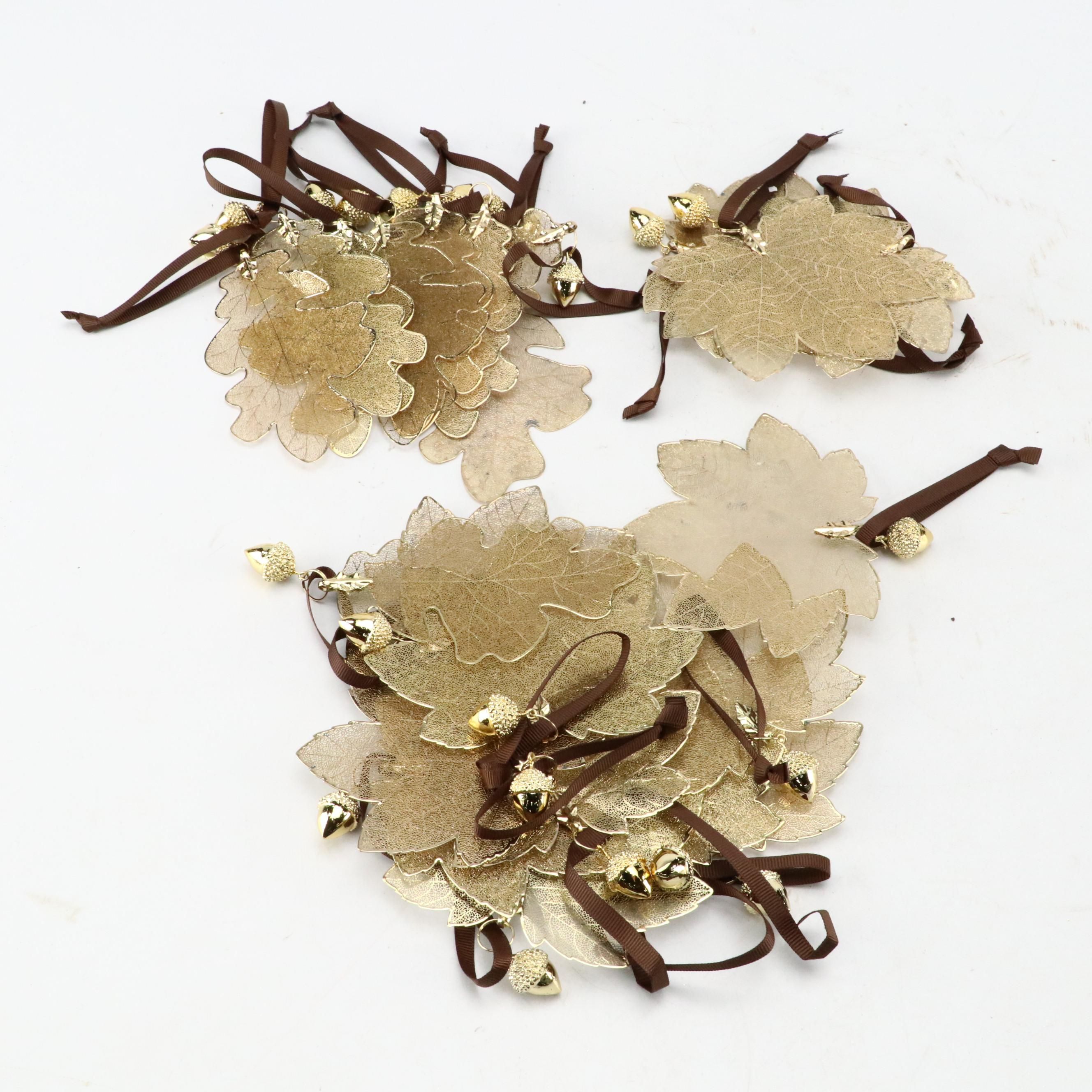 Crate & Barrel Maple and Oak Leaf Ornaments