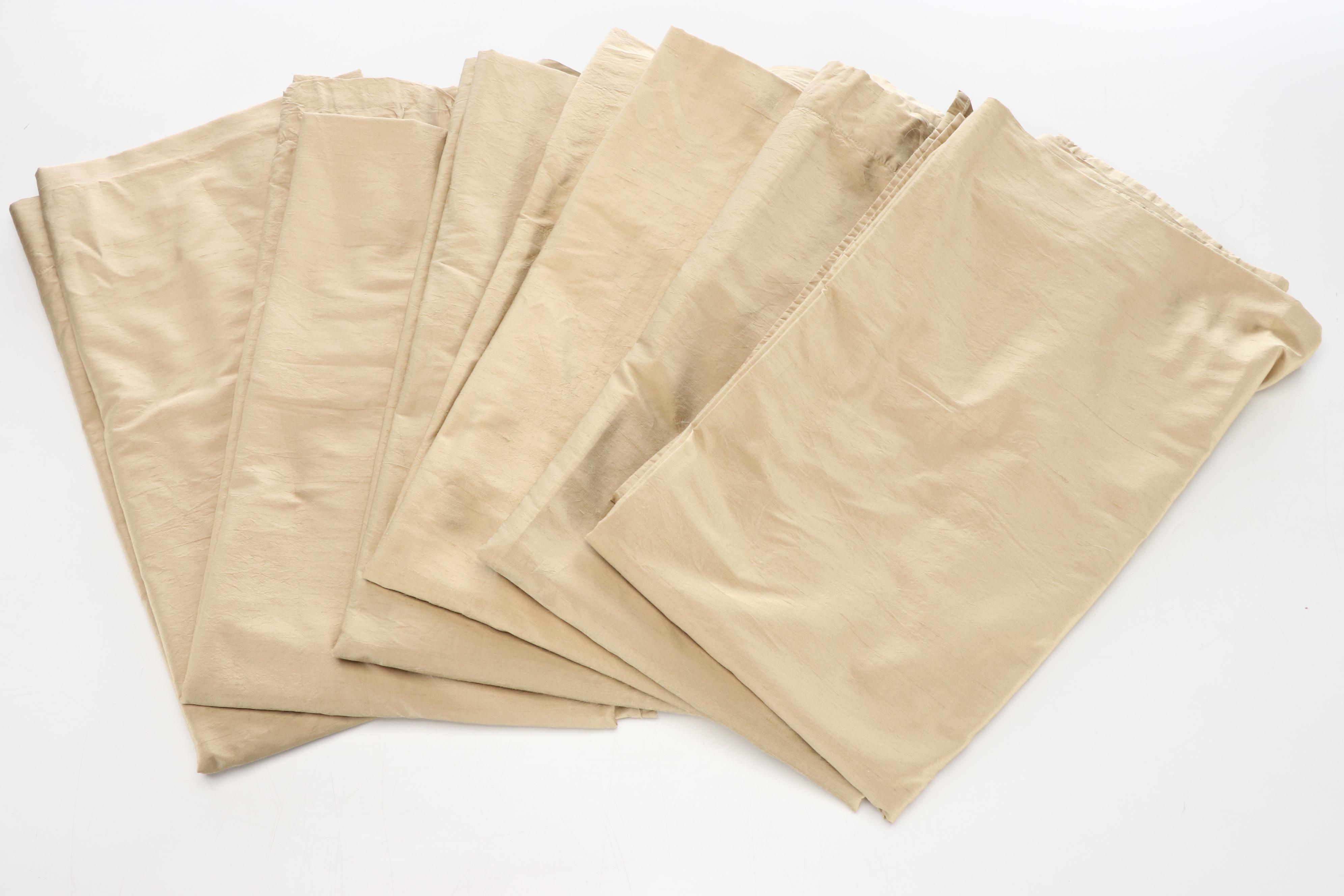 Pottery Barn and Foundations Silk Dupioni Drapes with Throw Pillows