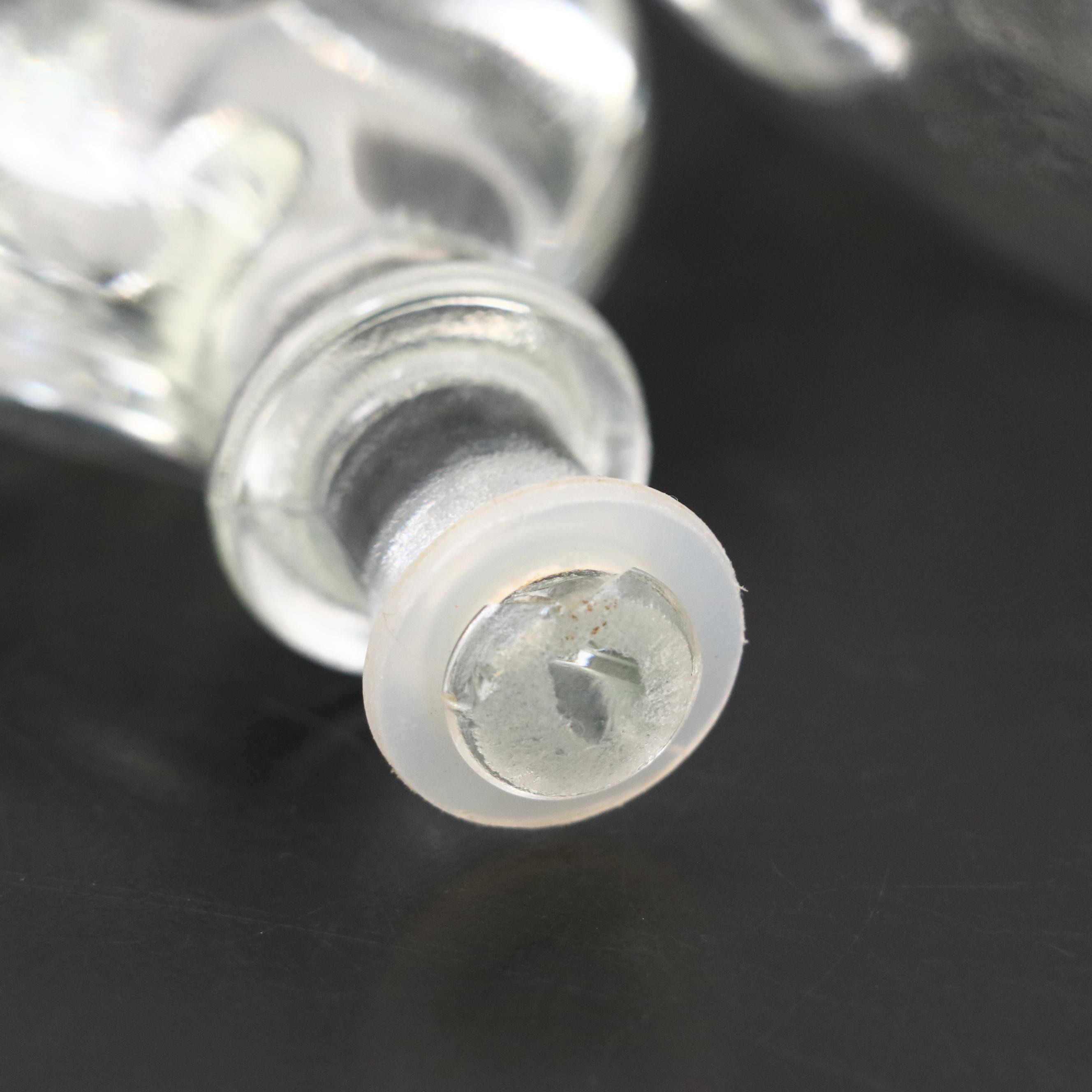 I. W. Harper Glass Decanter with Silver Plate Tray and Coupe Champagne Glasses