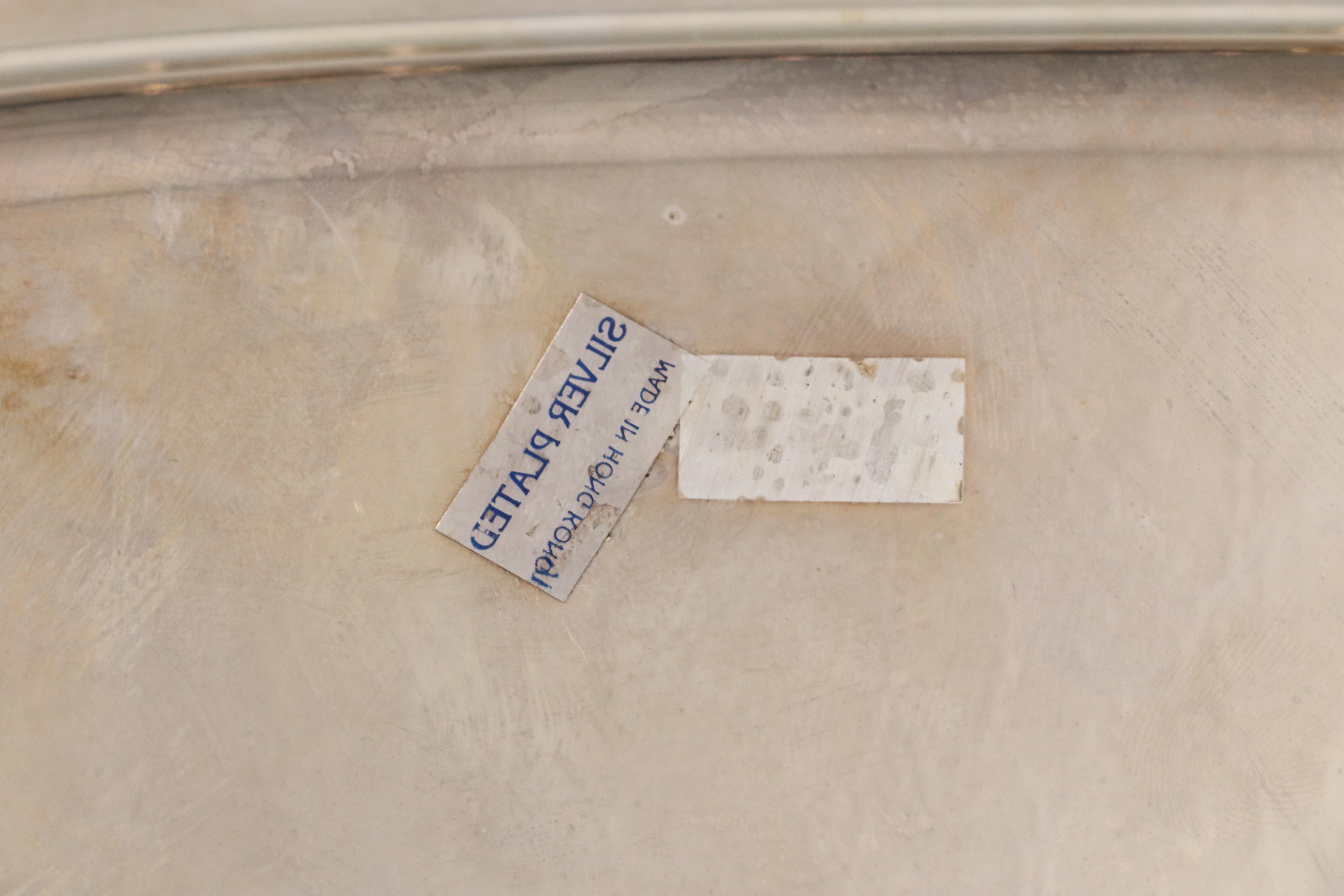 I. W. Harper Glass Decanter with Silver Plate Tray and Coupe Champagne Glasses