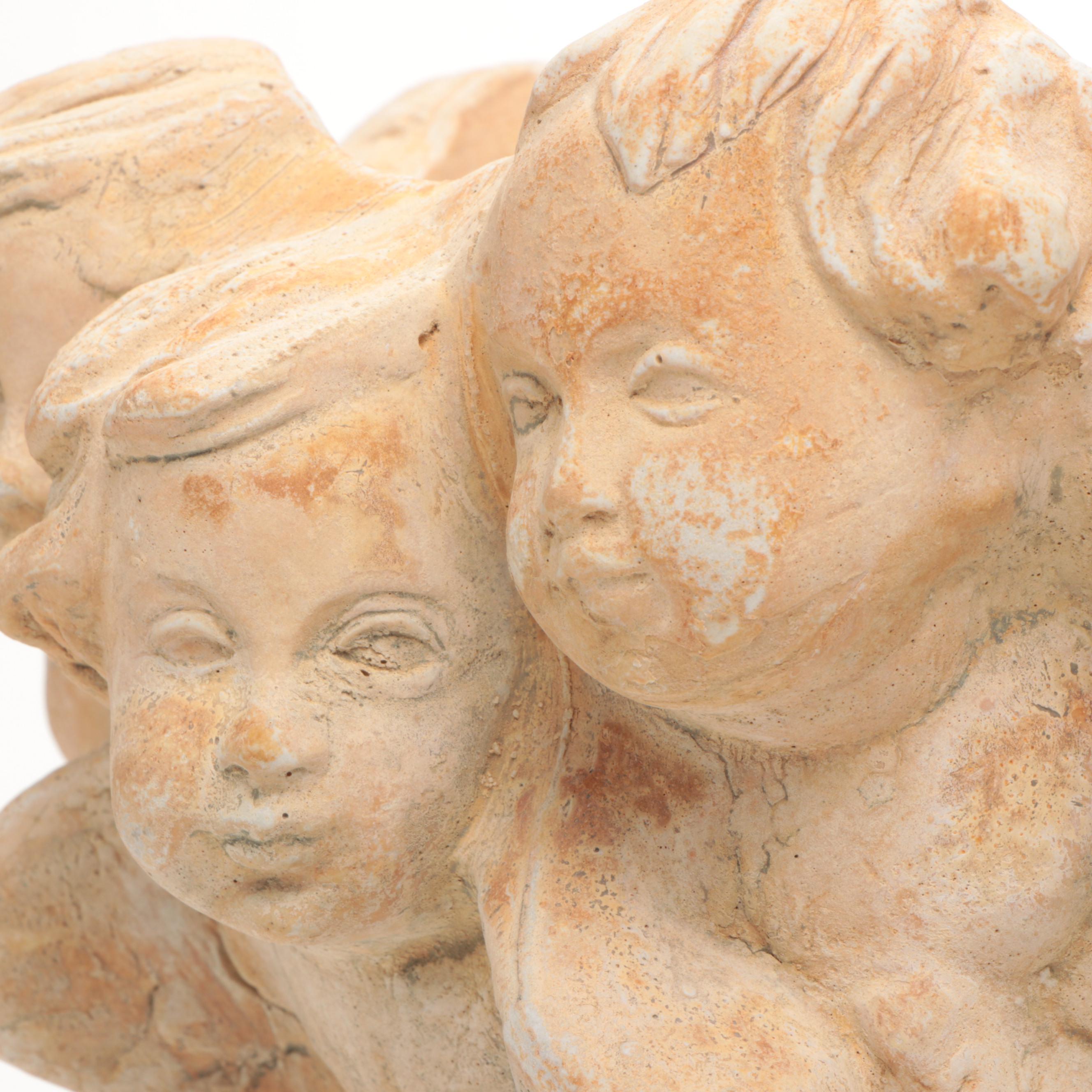 Monkey Form Resin Bookends with Ceramic Vase