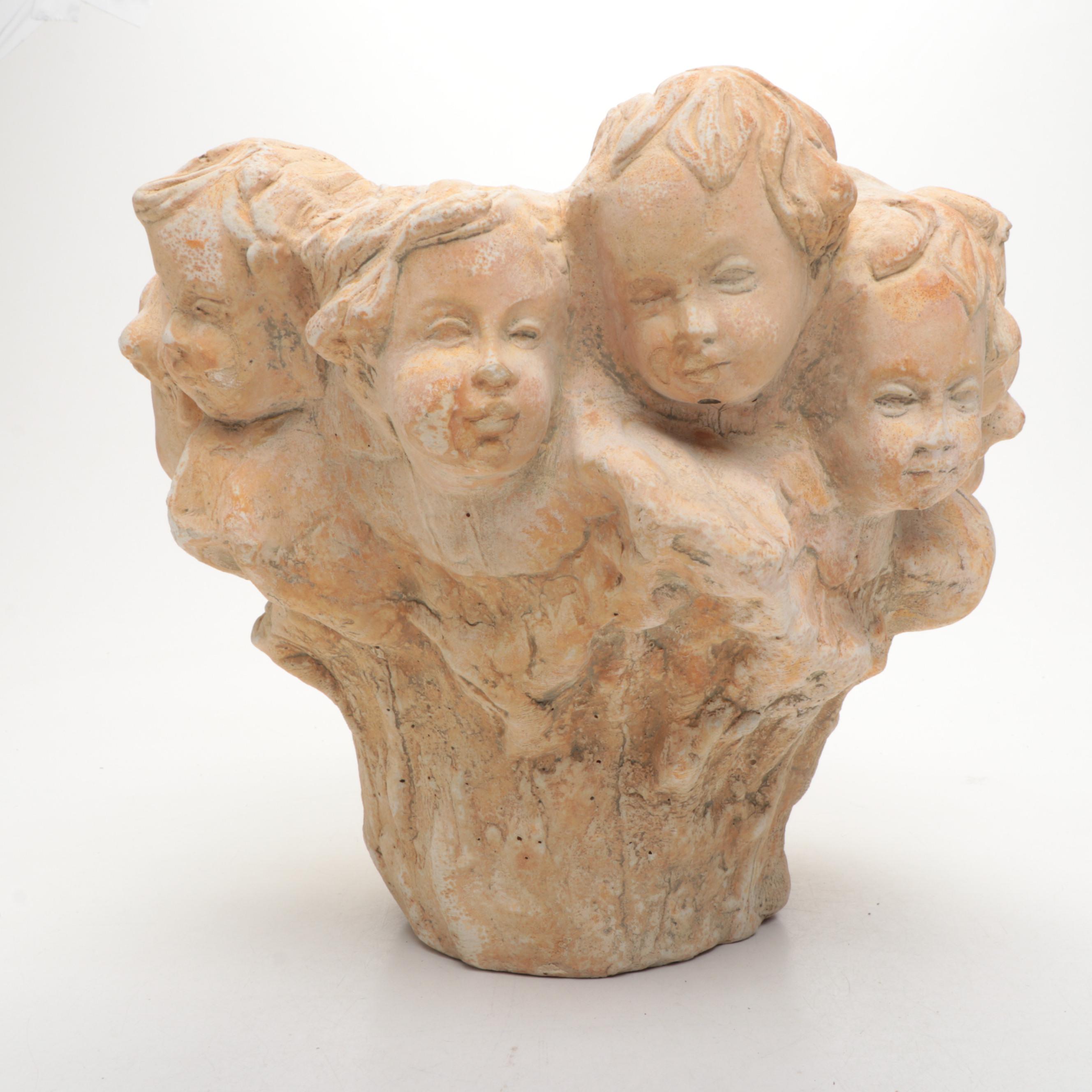 Monkey Form Resin Bookends with Ceramic Vase